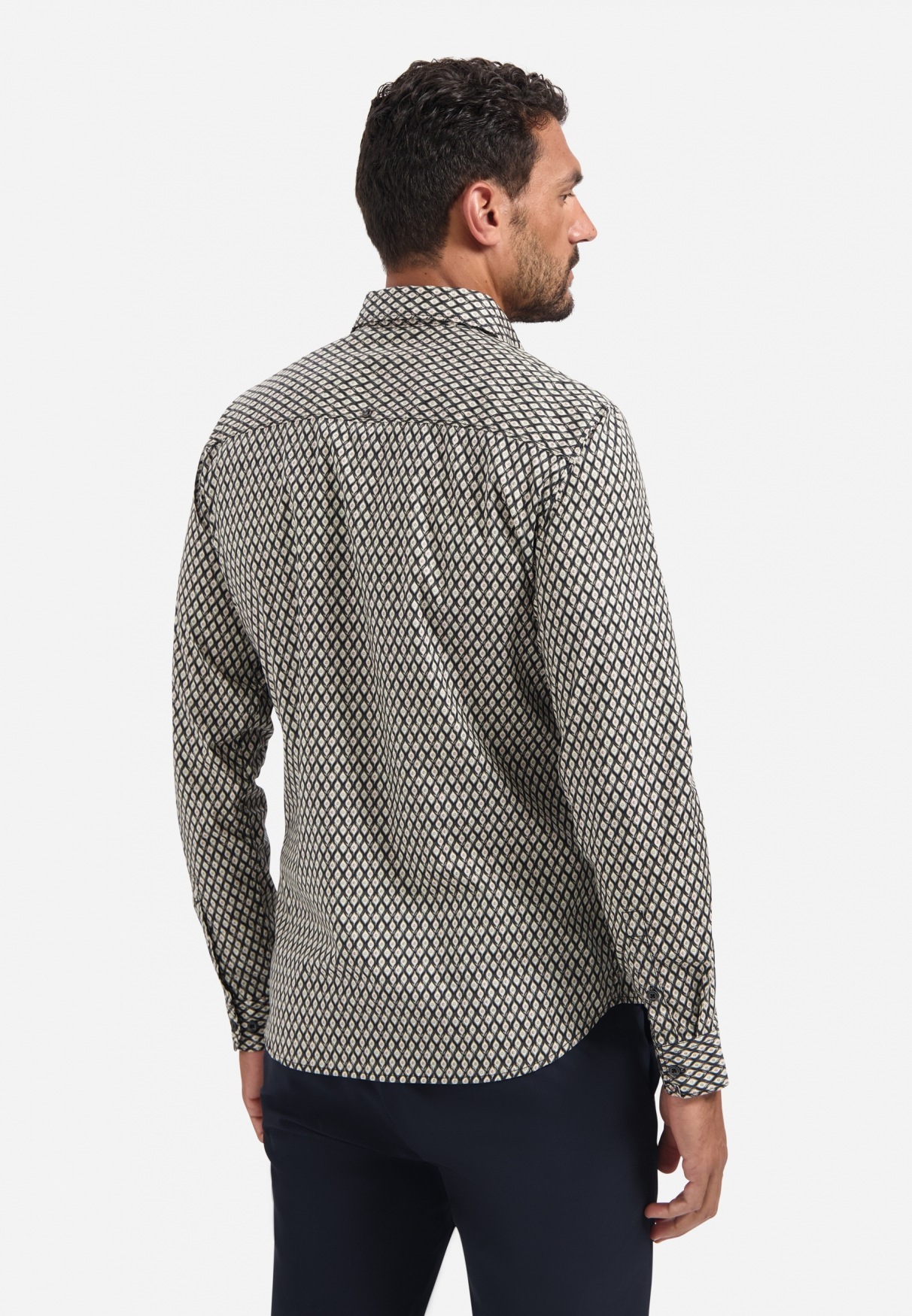 NO EXCESS Langarmhemd »No Excess Stretchhemd mit Print Shirt Stretch Allover Printed«