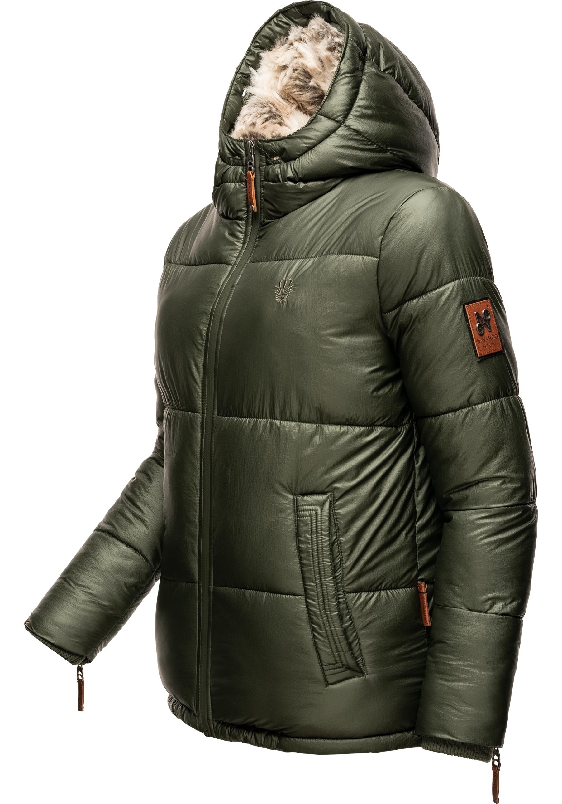 Navahoo Winterjacke »Tikunaa«, mit Kapuze, warm gefütterte Damen Steppjacke mit Kunstfellkapuze
