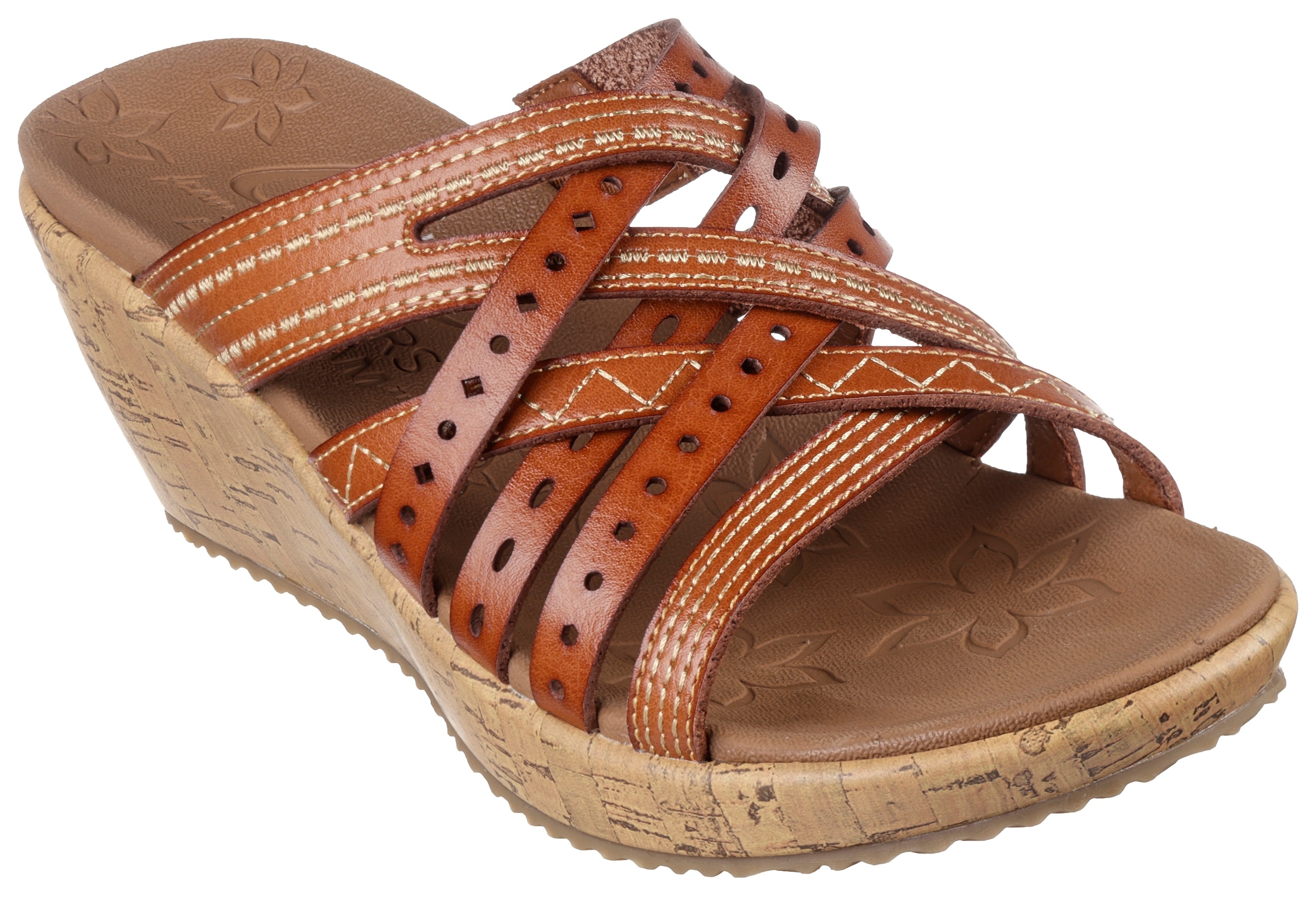 Skechers Pantolette "BEVERLEE-HOT SPRING", Keilabsatz, Sommerschuh, Schlappen mit schönen Kontrastnähten