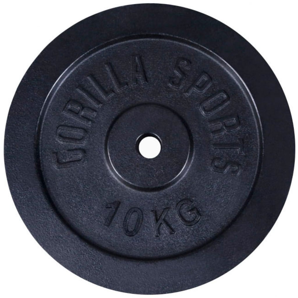 GORILLA SPORTS Hantelscheiben »Gusseisen - 2x5 - 2x10 kg Schwarz«, (Set, 4 tlg.)