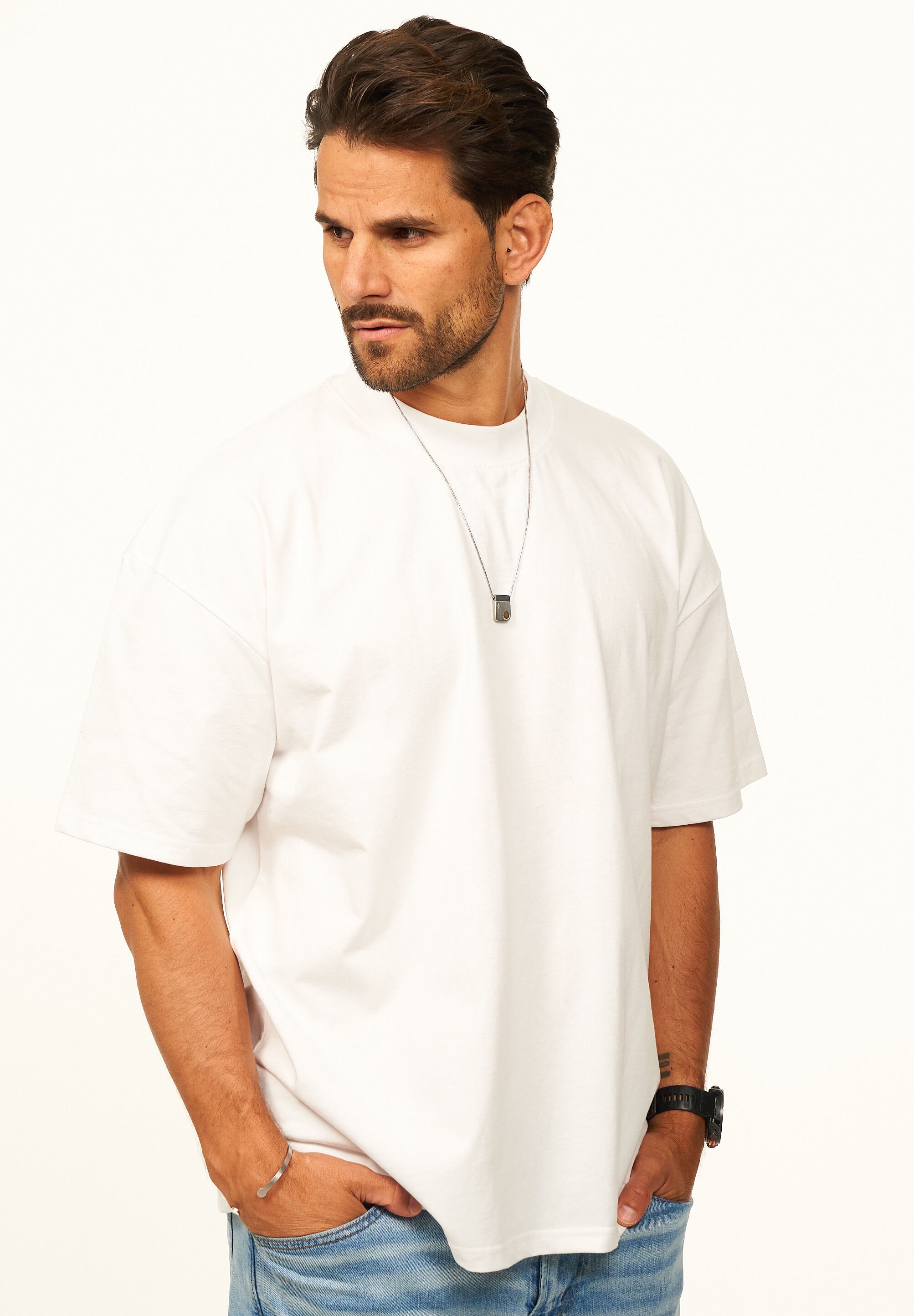 Daily Cotton T-Shirt »Kurzarm Oversize aus 100% Baumwolle mit Rundhalsausschnitt Crew Neck für Herren« Basic Oberteil Crew-Neck kurzärmlig aus 100% Baumwolle für Männer