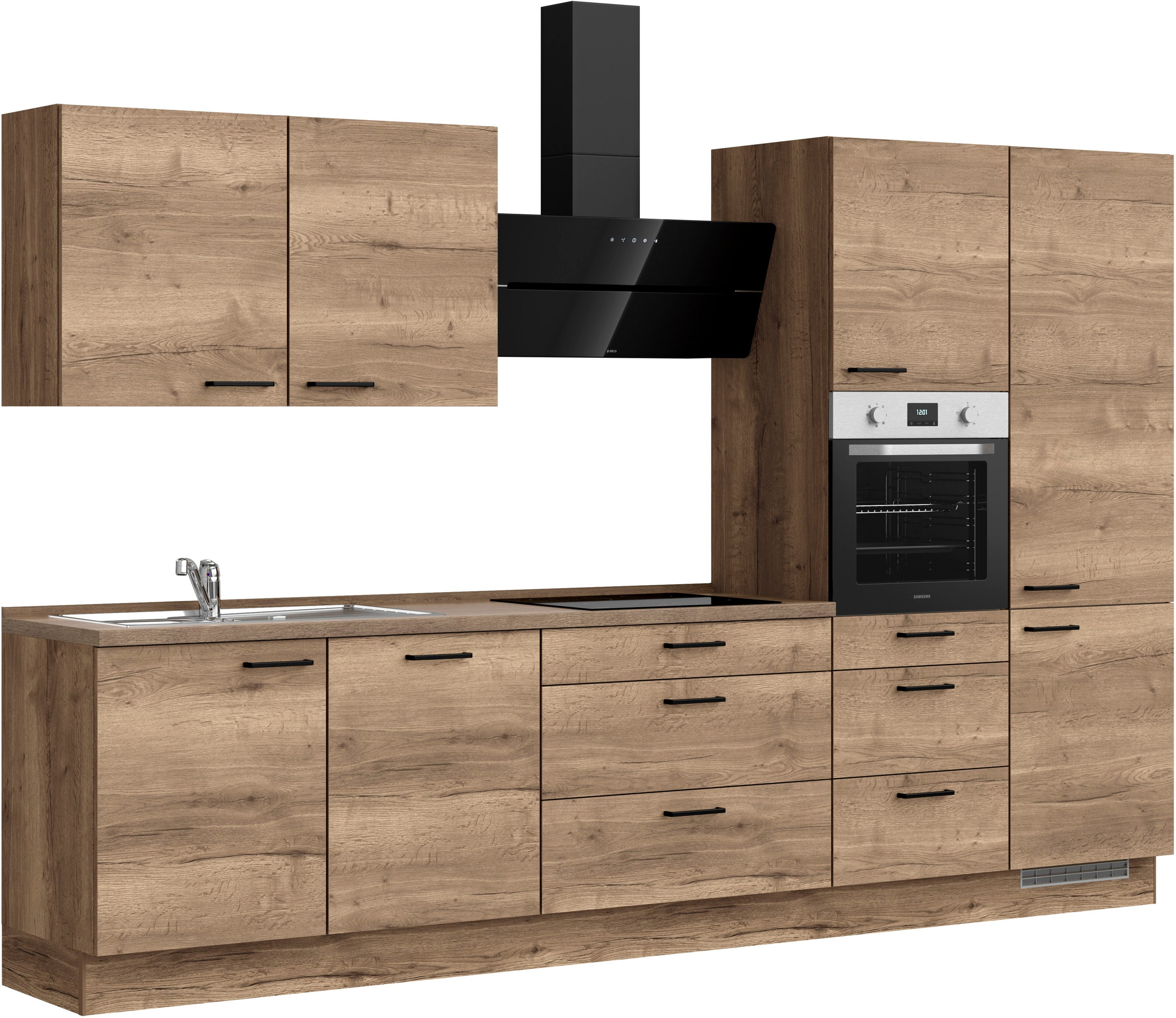 nobilia® Küchenzeile »"Structura II"«, vormontiert, Ausrichtung wählbar, Breite 330 cm, wahlw. mit E-Geräten