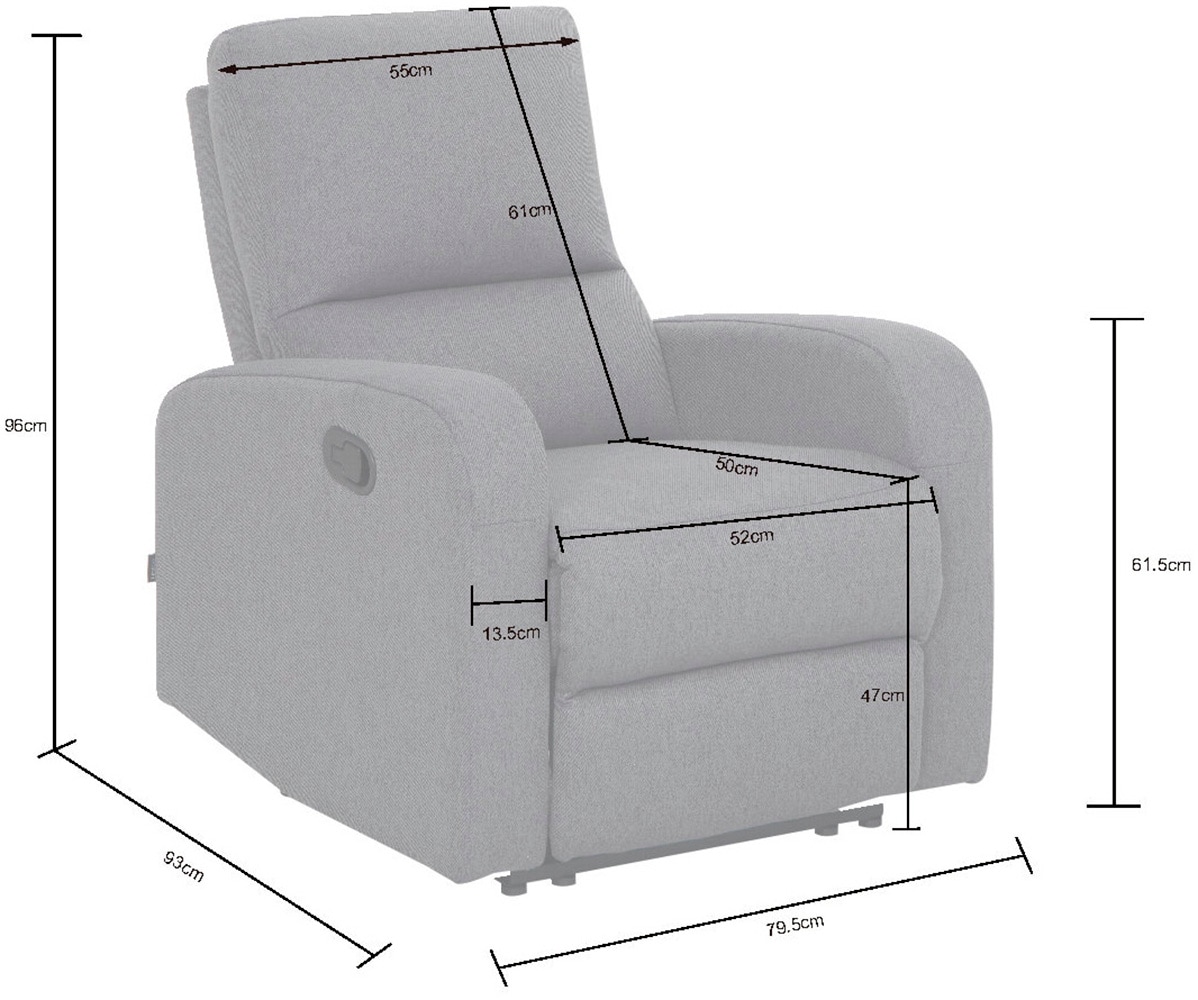 Home affaire Relaxsessel »TOURNAY, TV-Sessel mit Recliner - und Liegefunktion, Webstoff,«, Ruhesessel mit Beinablage, Liegefläche ideal verstellbar 105°-135°