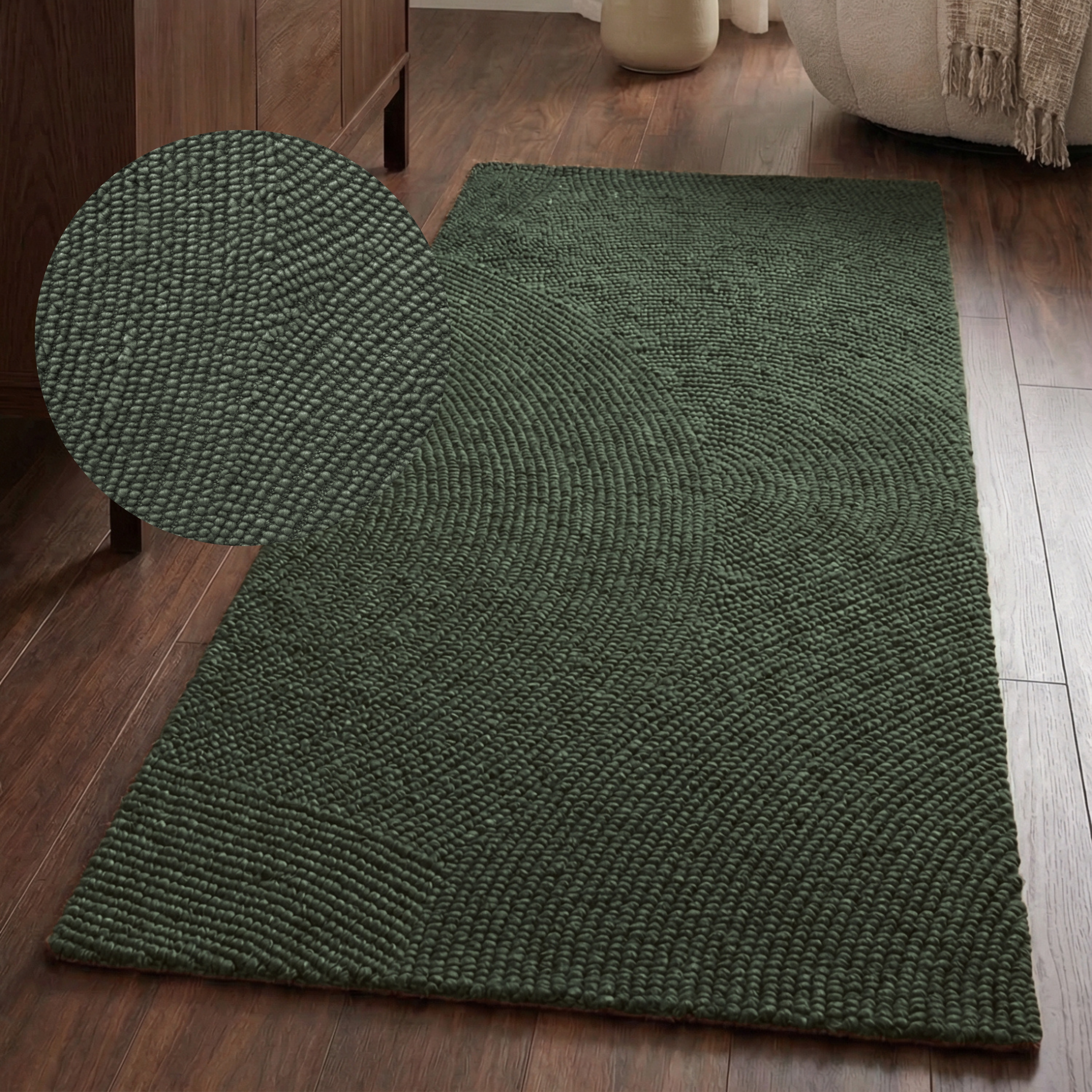 HANSE Home Wollteppich "Calmio, auch als Läufer und in rund" rechteckig 18 mm Höhe Handgetuftet, Wolle, Natur, Wohnzimmer, Schlafzimmer, Skandi, Hygge