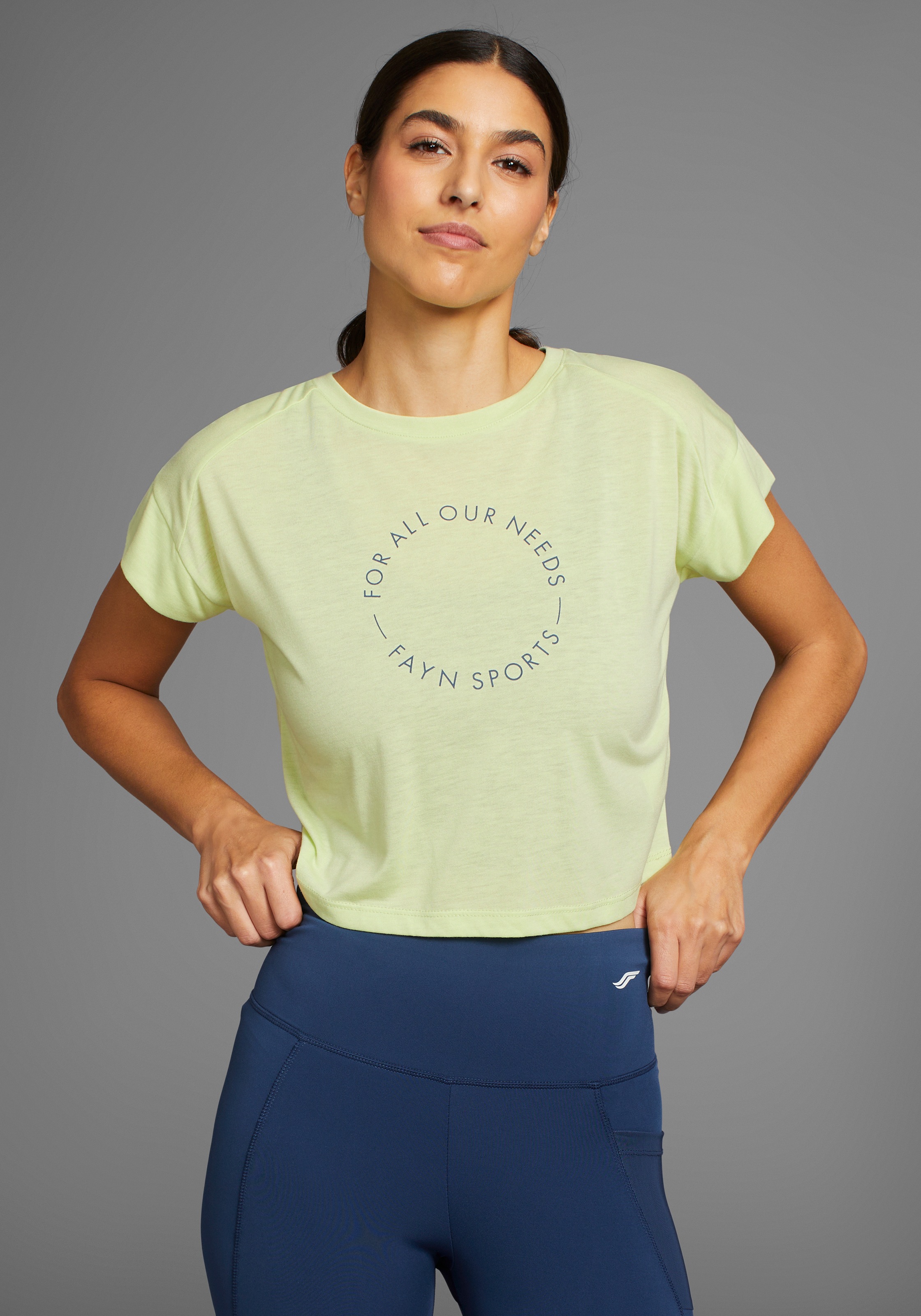 FAYN SPORTS Funktionsshirt »Cropped Top«, (Set, 2 tlg.), Kurzarm, sportliche Passform, unifarben, Rundhalsausschnitt