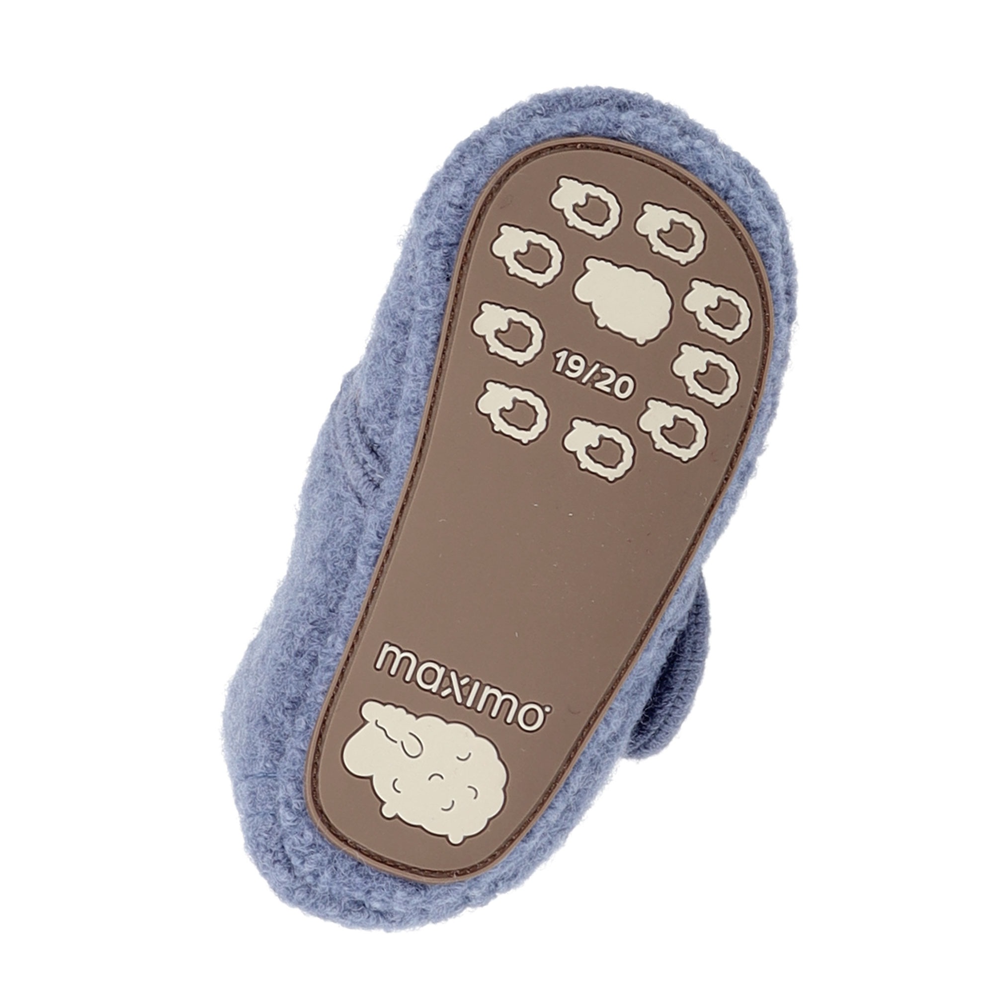 Hüttenschuhe MAXIMO, Mädchen, Gr. 17/18, blau (denim), Obermaterial: 100% Wolle, bestickt, mehrfarbig, Schuhe, Lauflernschuhe, Klettverschluss, Anti-Rutsch-Sohle, wärmend, Wolle 2