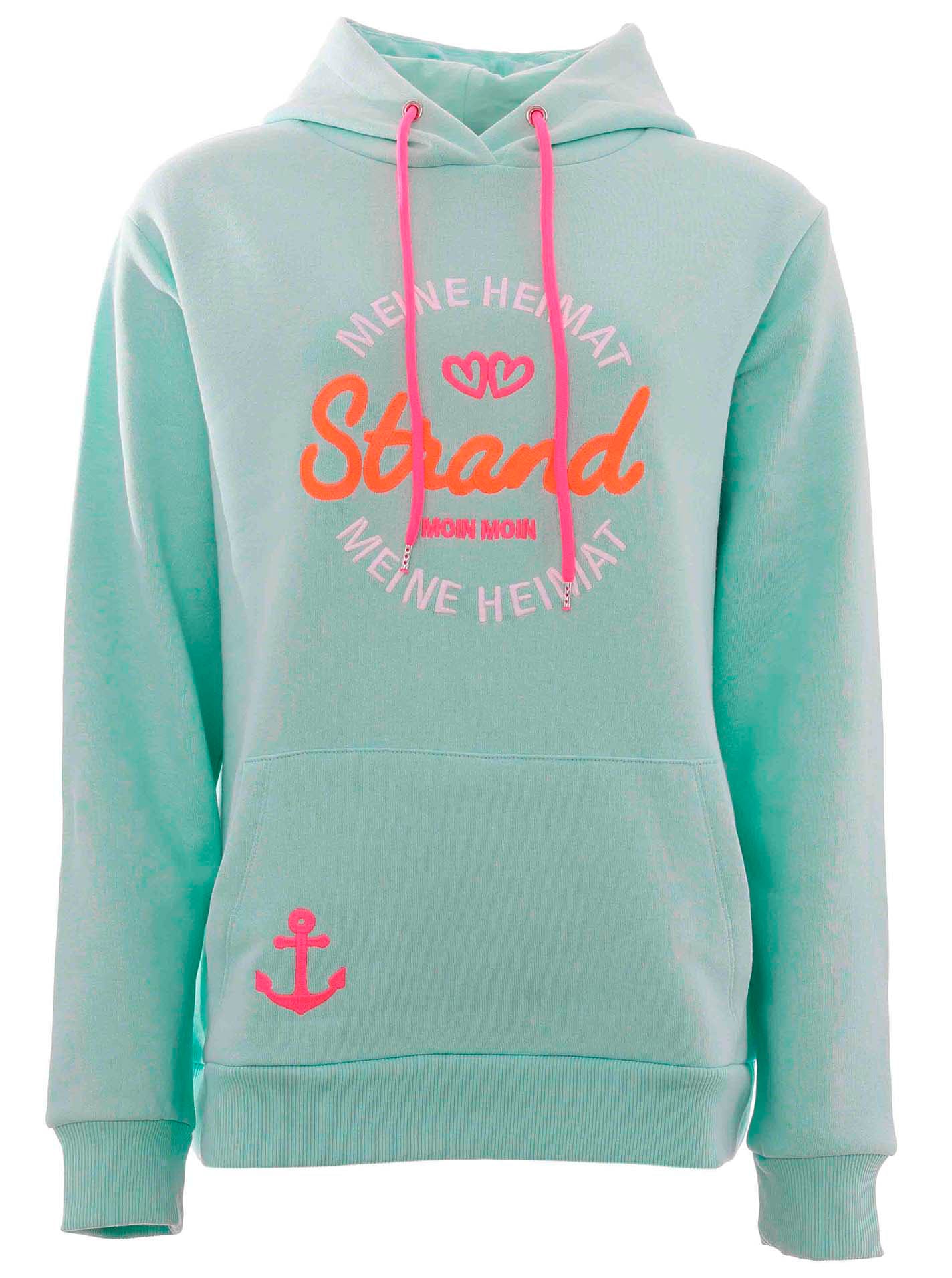 Sweatshirt, mit neonfarbenen Kordeln und aufgesticktem "Strand"-Schriftzug