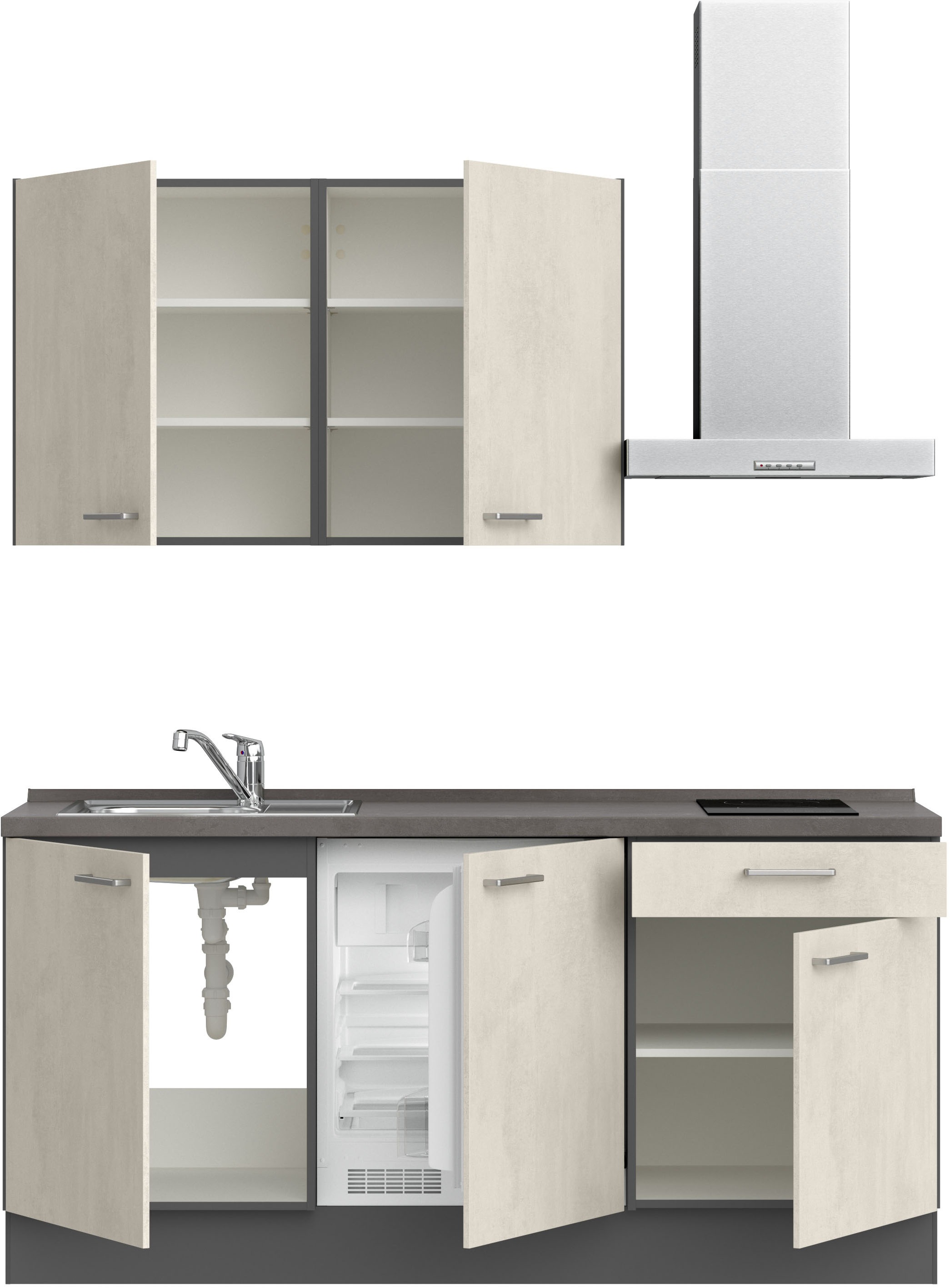 nobilia® Küchenzeile »"Riva I", NEU: individuell anpassbar mit gratis Profi-Beratung« vormontiert, Breite 180 cm, Ausrichtung wählbar, wahlw. mit E-Geräten