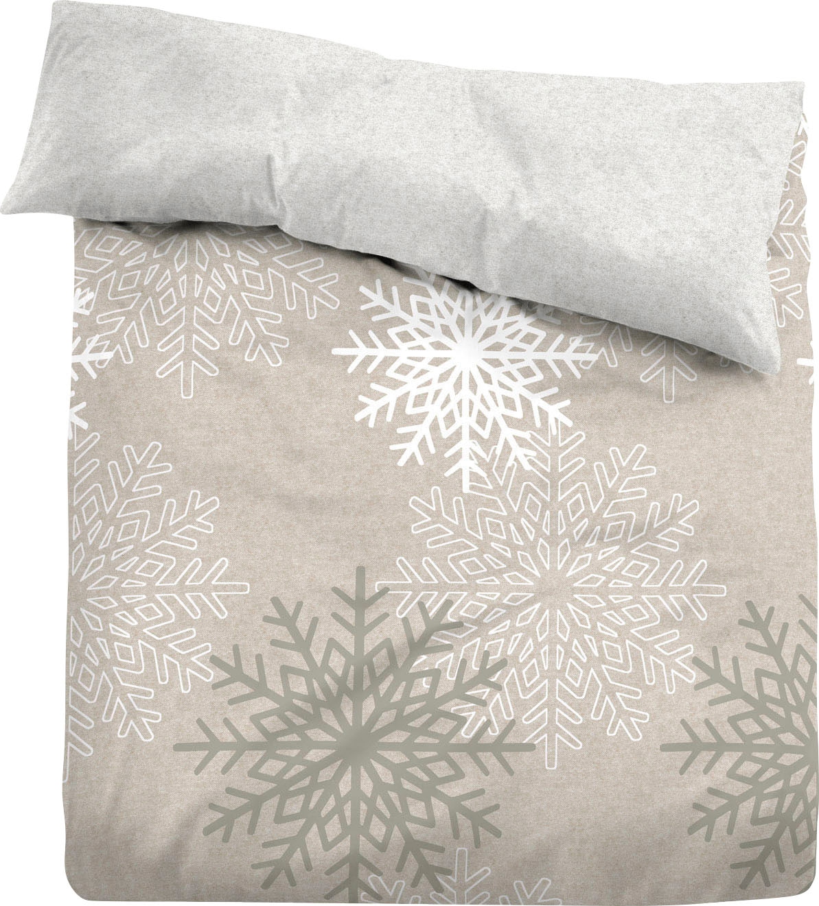 TOM TAILOR Wendebettwäsche »BIG SNOW Made in Germany, in Biber (Flanell) Qualität, 100% Baumwolle, Bett- und Kopfkissenbezug mit Reißverschluss, Winterbettwäsche, ganzjährig einsetzbar«, (2 tlg.)