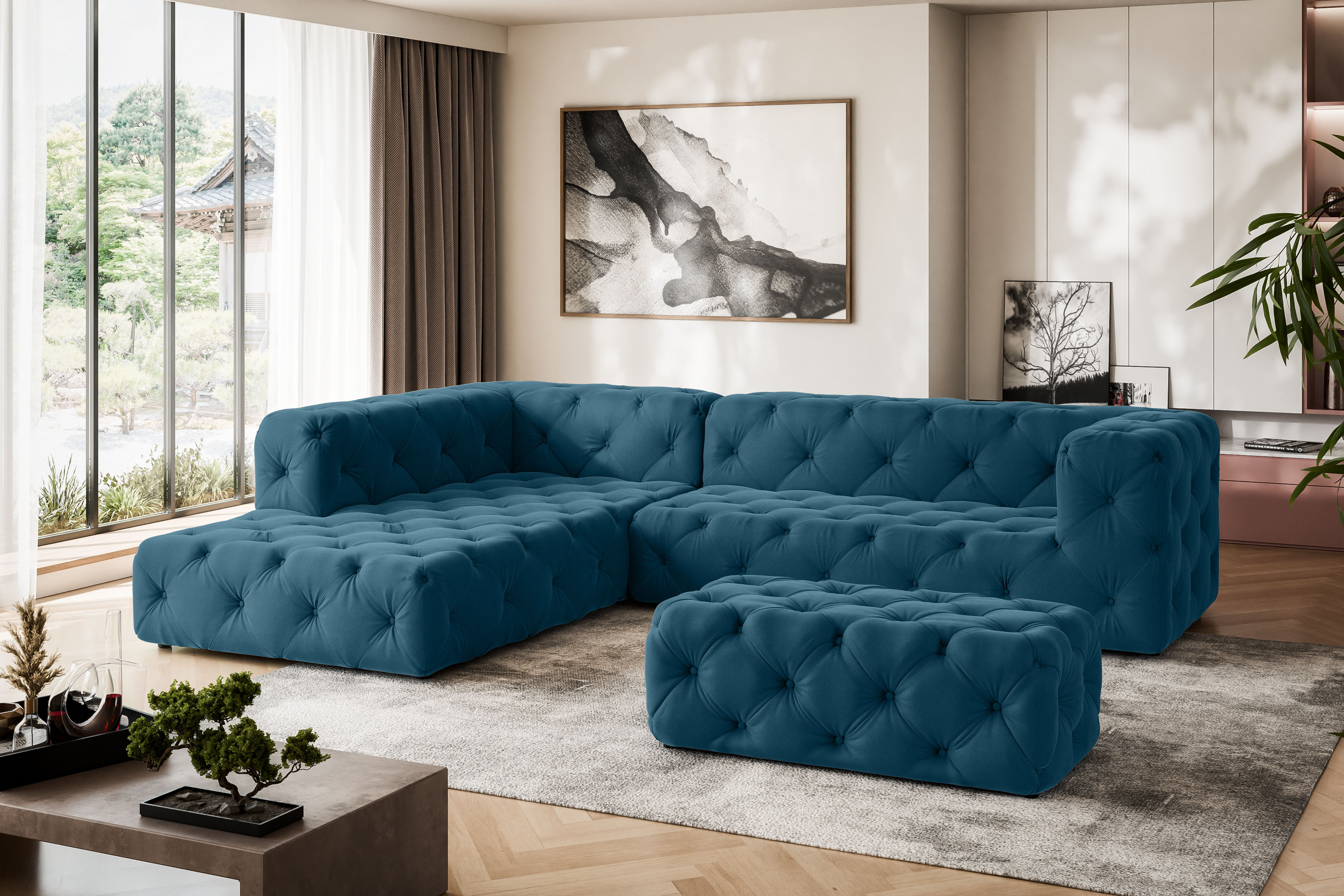 Thumbnail - Places of Style Polsterhocker "FOLLINA", Polsterhocker mit klassischer Chesterfield-Knopfheftung