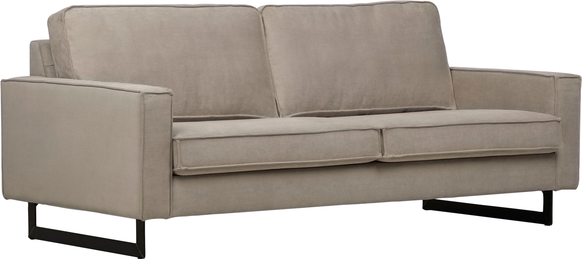 Home affaire 2-Sitzer »Pinto, 166 cm, Cord, Chenille, Lederoptik« mit Keder, schwarze Metallfüße, Wellenunterfederung