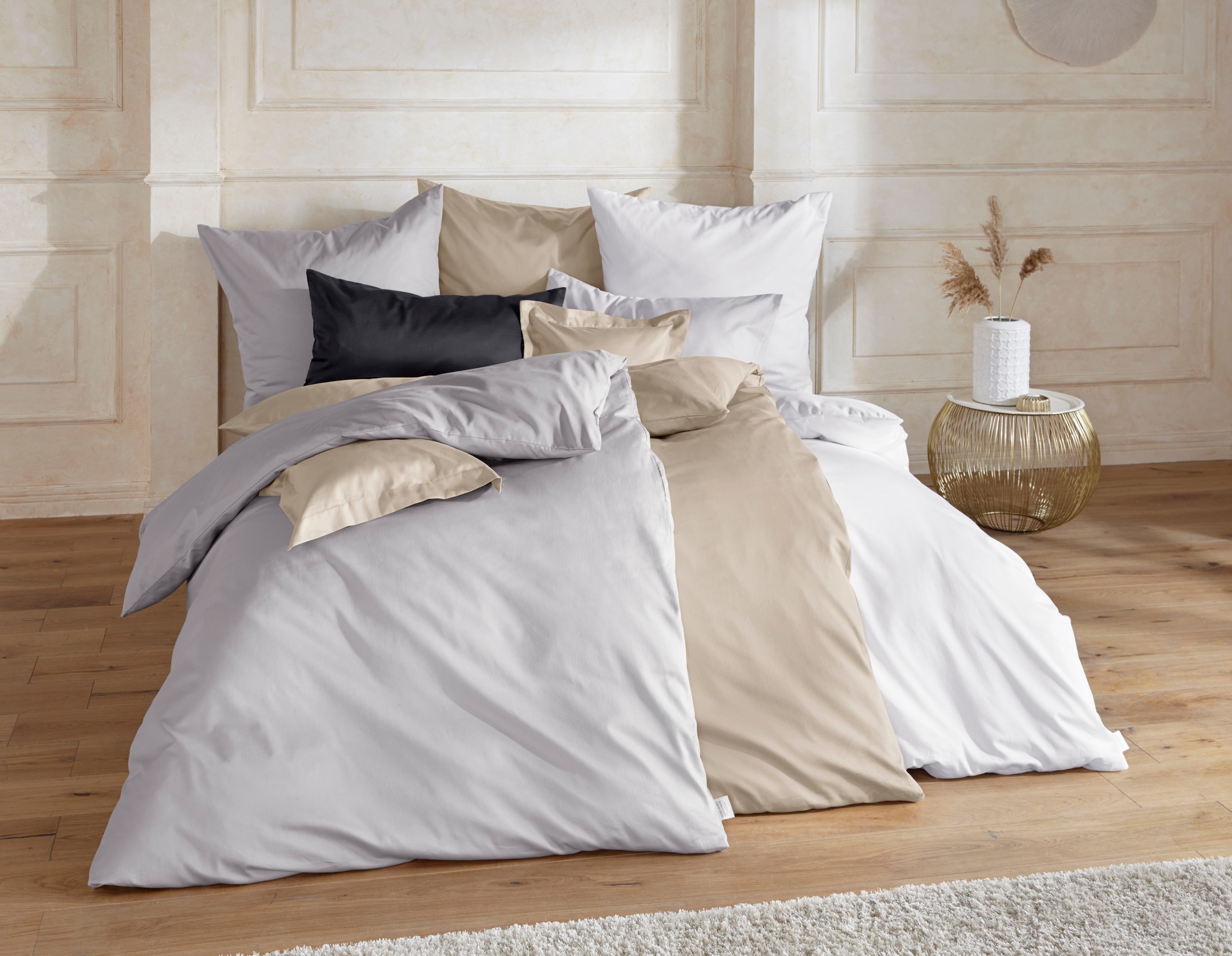 OTTO home Bettwäsche "Mila ab Gr. 135x200 cm aus 100% Baumwolle" 2 Stk. zeitlos elegante Uni Bettwäsche in verschiedenen Premium Qualitäten
