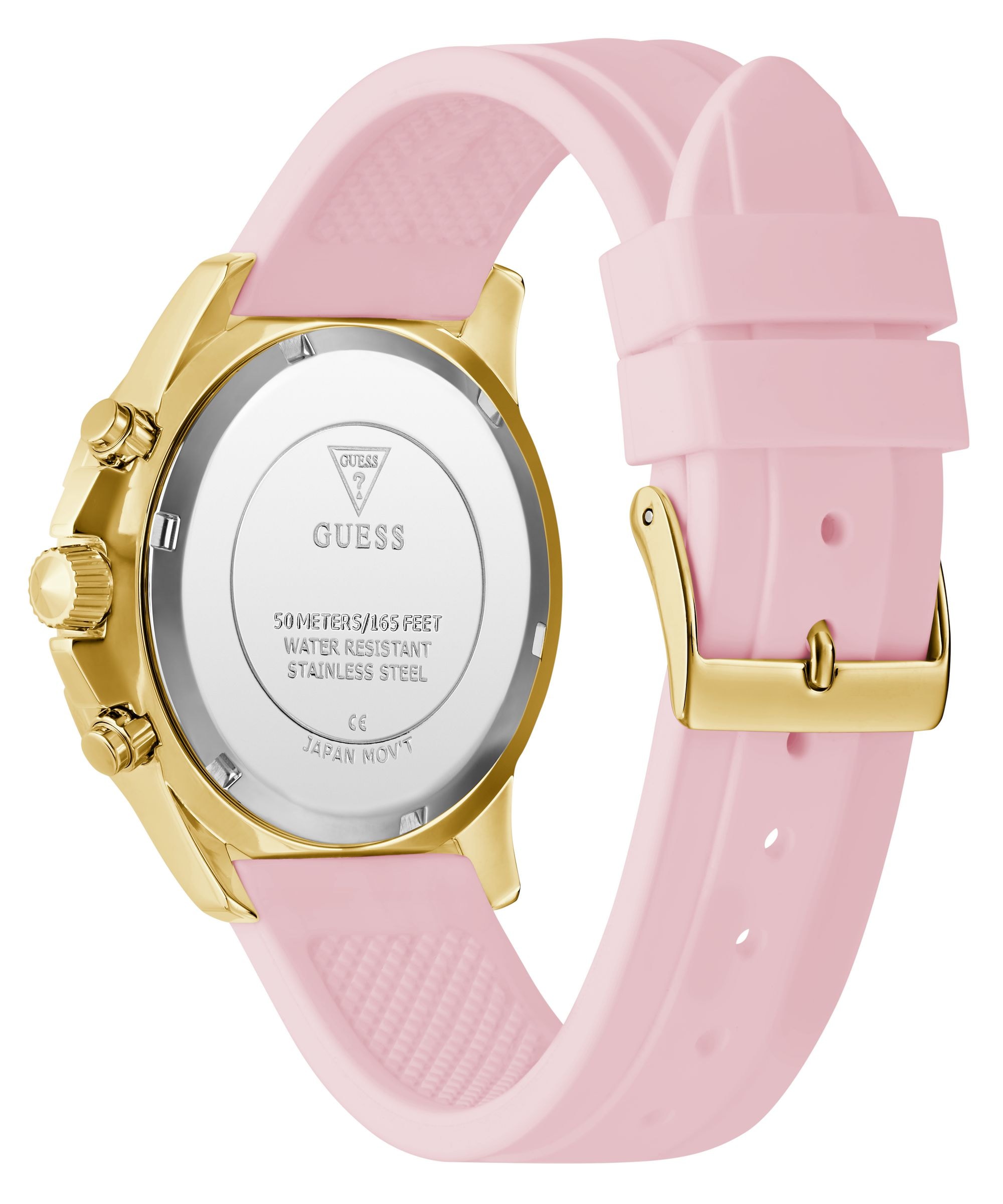 Guess Quarzuhr »GUESS-MAJESTY« Armbanduhr, Damenuhr, Silikonarmband, analog, Wochentag, Tag