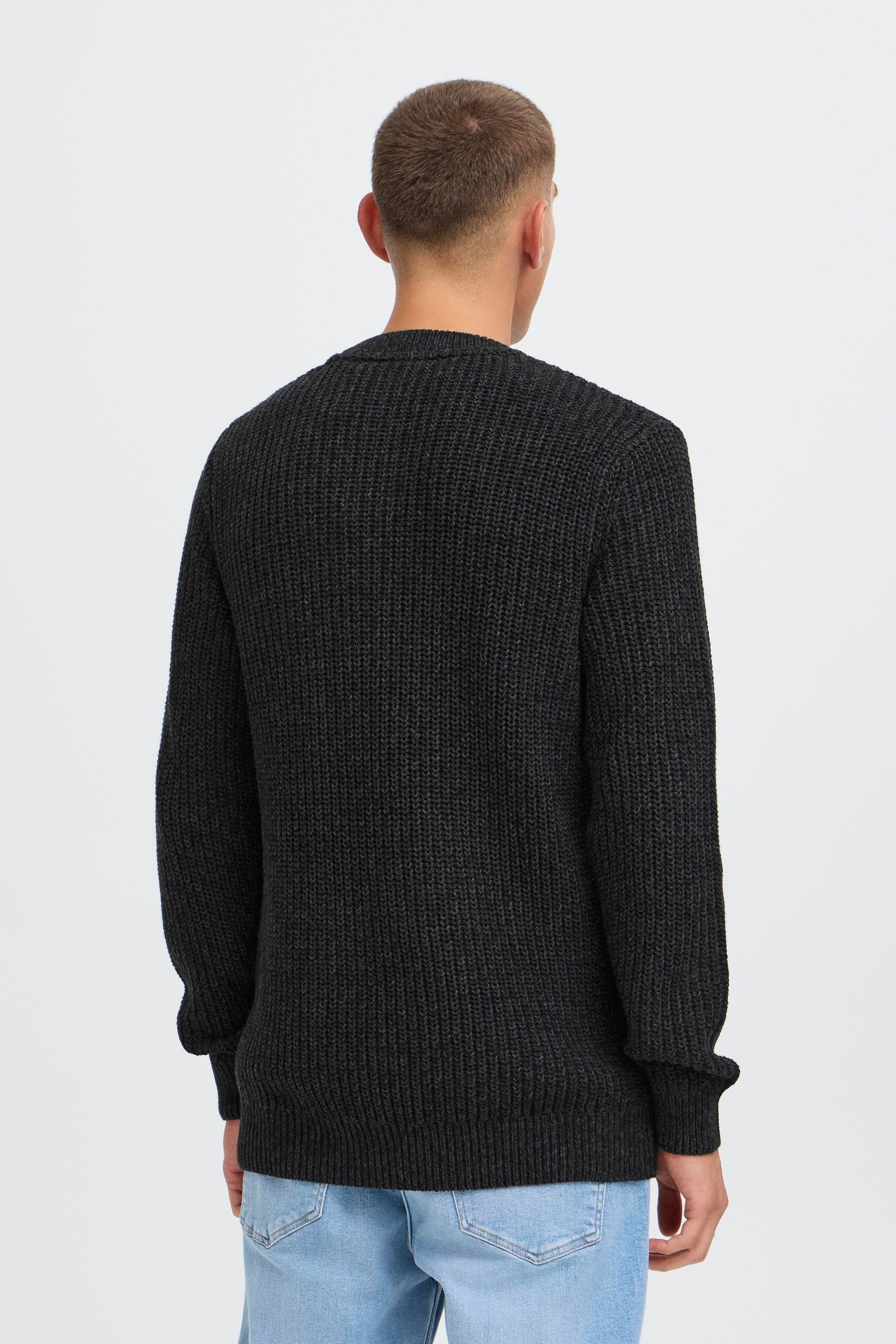 !solid Strickfleece-Pullover SOLID "Strickpullover SDRicky", Herren, Gr. L, grau (dunkelgrau melange), Obermaterial: 70% Baumwolle CO recyc.. 30% Polyester Pol. recyc.., Pullover 3