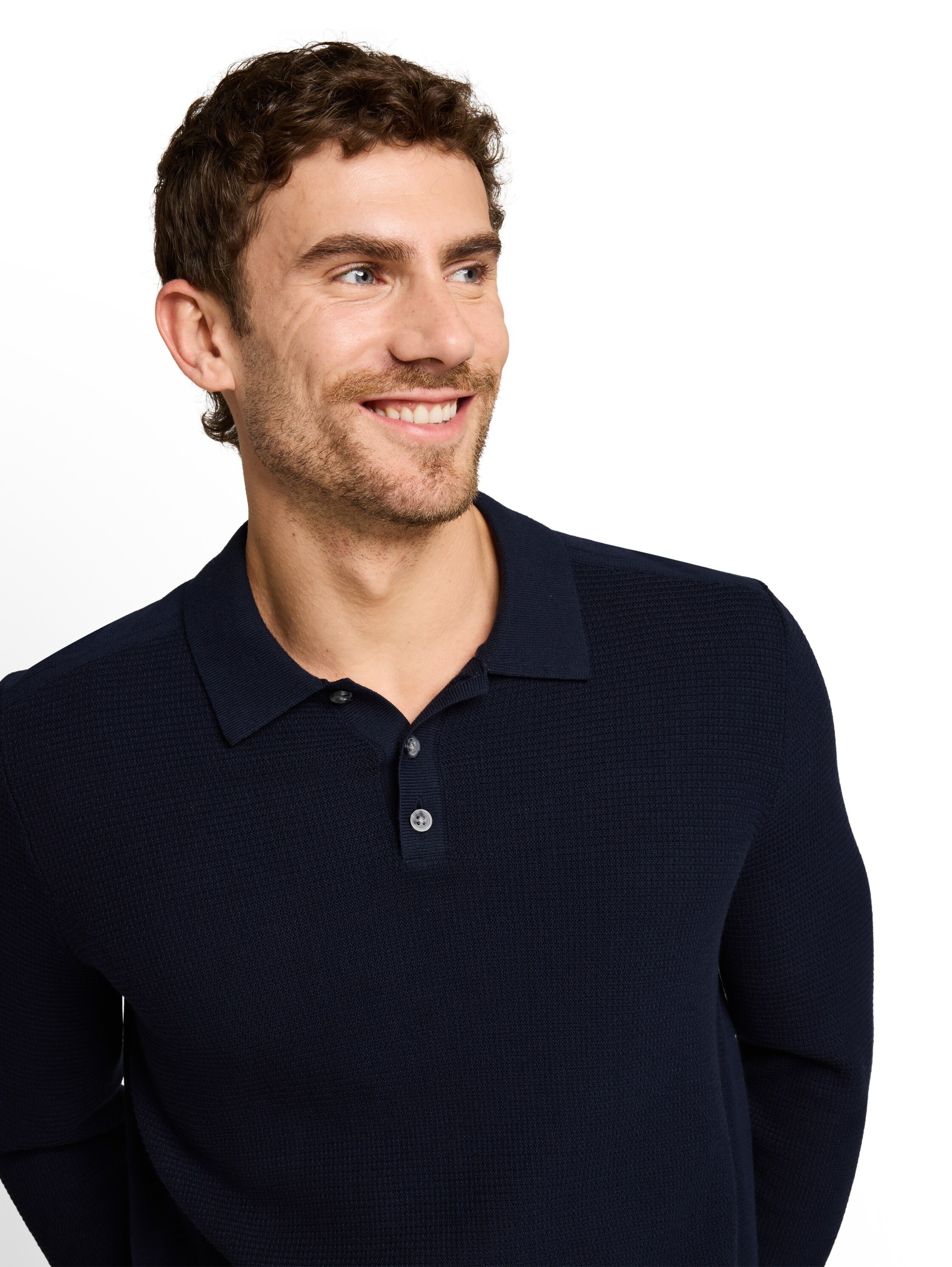 TOM TAILOR Polokragenpullover unifarben / Reine Baumwolle