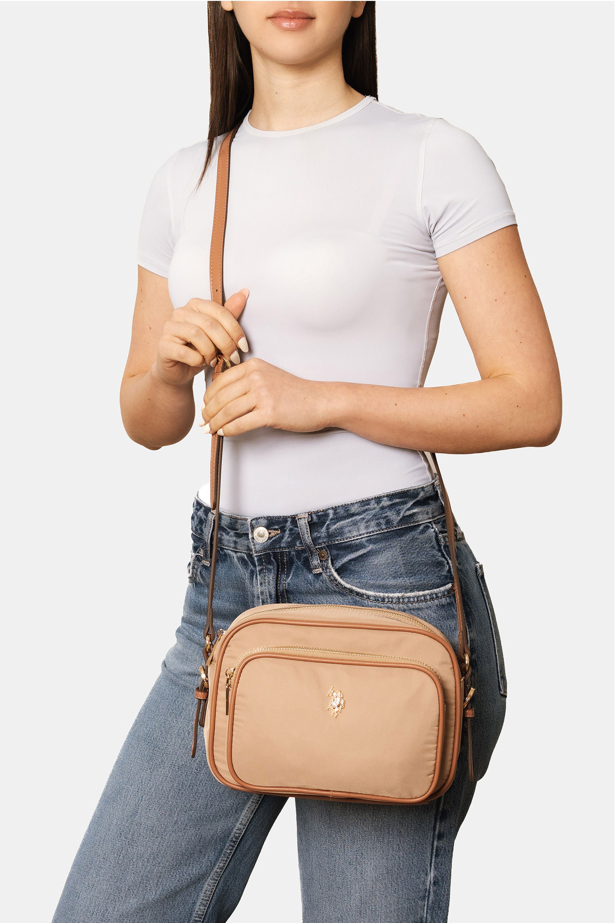 U.S. Polo Assn. Schultertasche »HOUSTON CROSSBODY WITH POCKET BAG Damen« Schultertasche Damen, kleine Handtasche, Fashion, Lifestyle, Sale