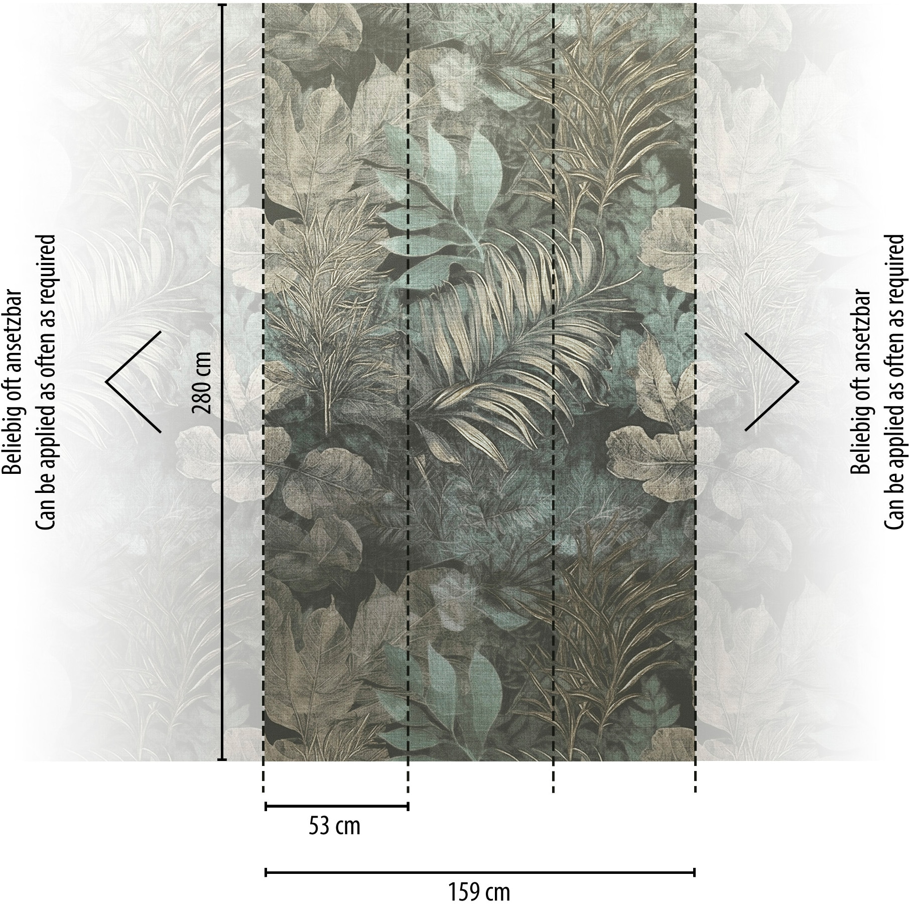living walls Fototapete »The Wall 4 Botanic – Tropische Dschungelblätter Vlies-Fototapete« botanisch | matt | tropisch leicht strukturiert Tropische Dschungelblätter mit atmosphärischer Tiefe
