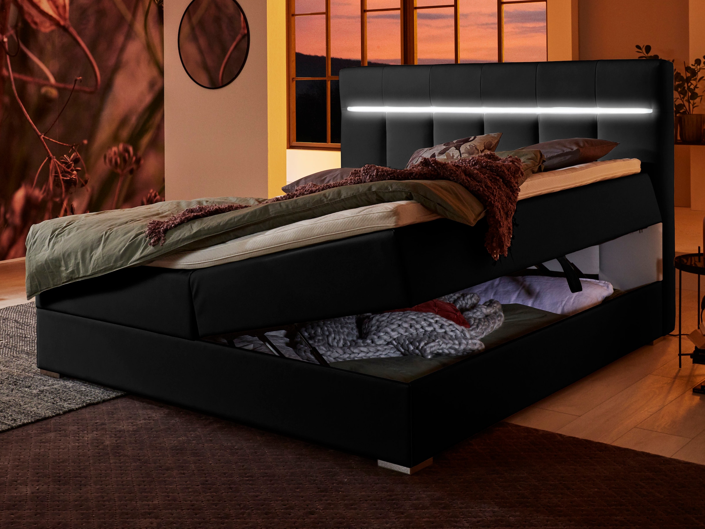 ATLANTIC home collection Boxbett »Tessa«, mit LED-Beleuchtung und Bettkasten