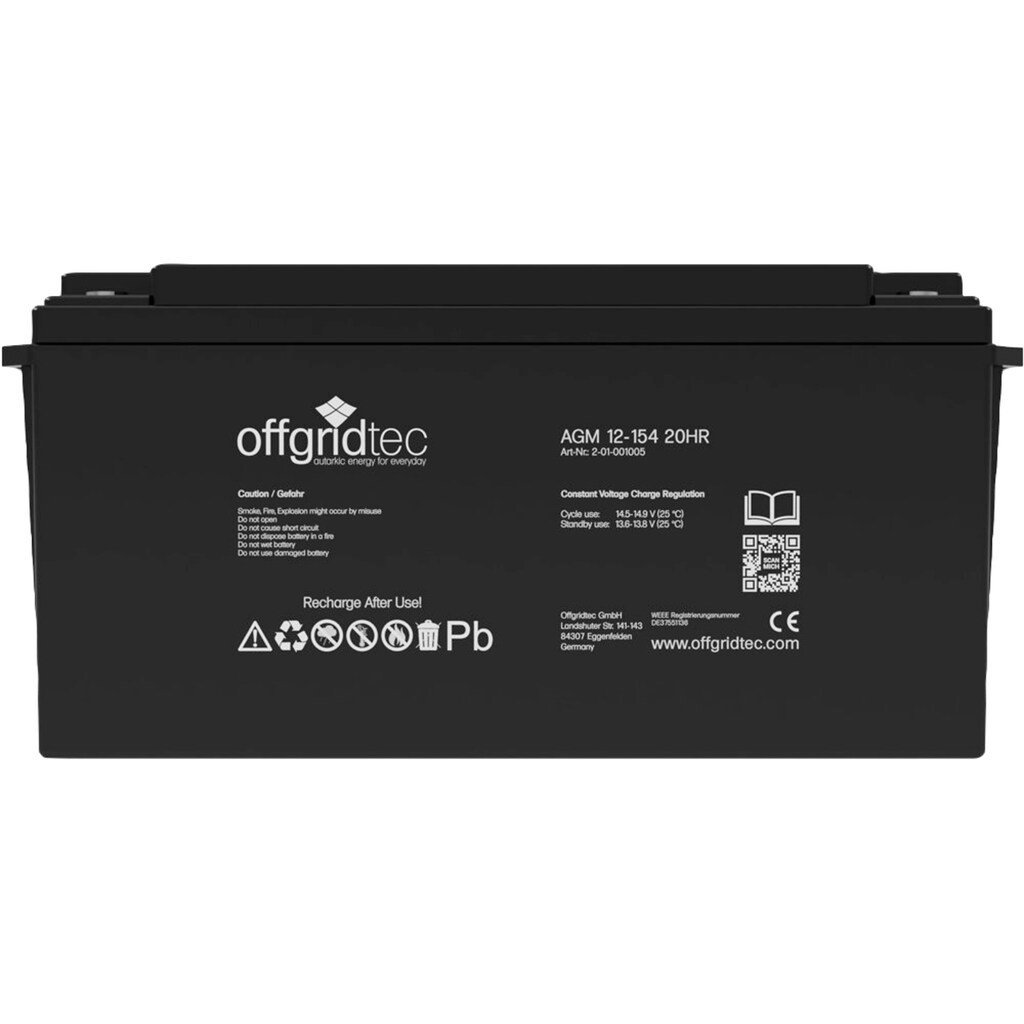 offgridtec Solarakkus »AGM Solarbatterie«, 154000 mAh, 12 V