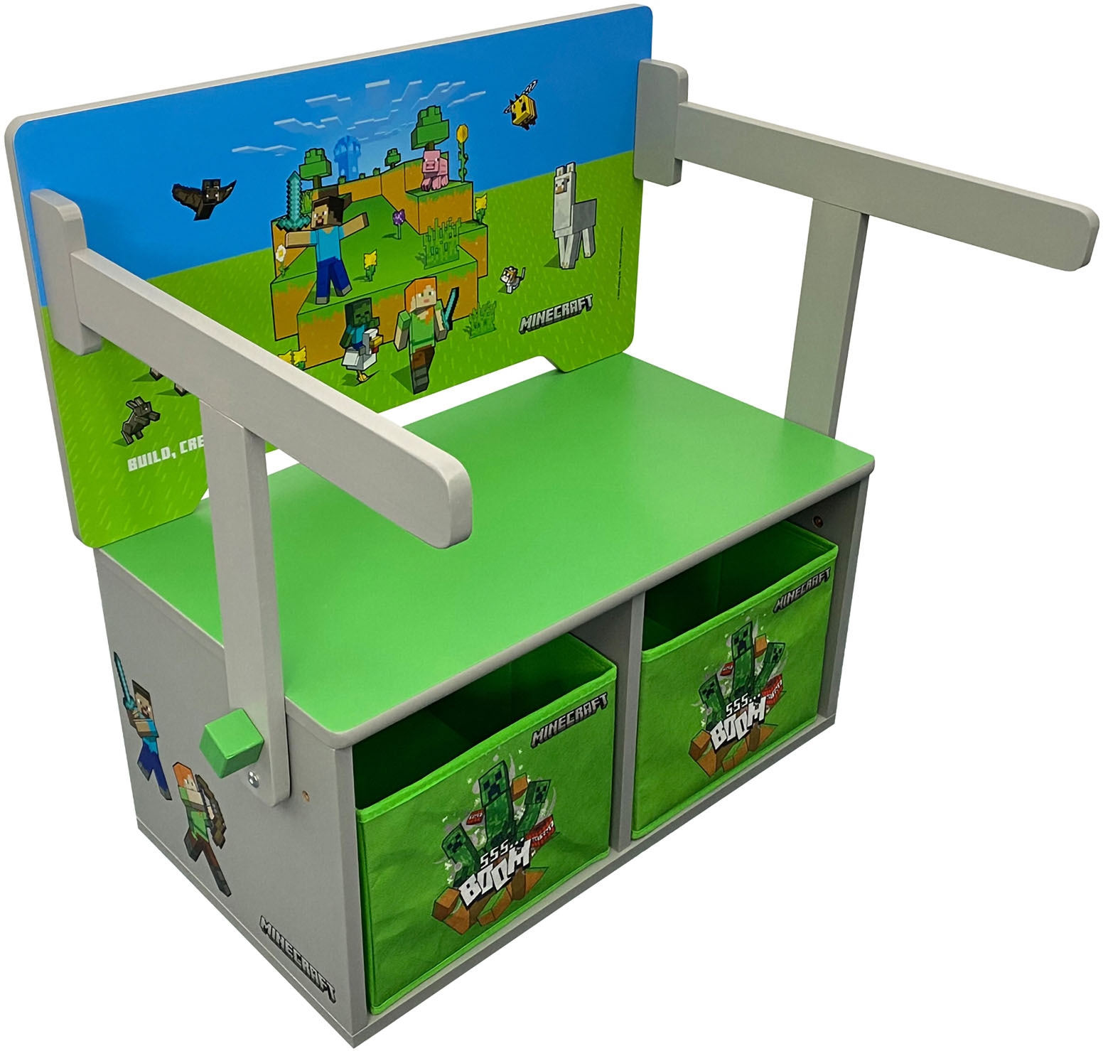 Phoenix Sitzbank "Minecraft Spielbank" 3 Stk. tlg. umklappbar zu einer Spielebank mit Tisch