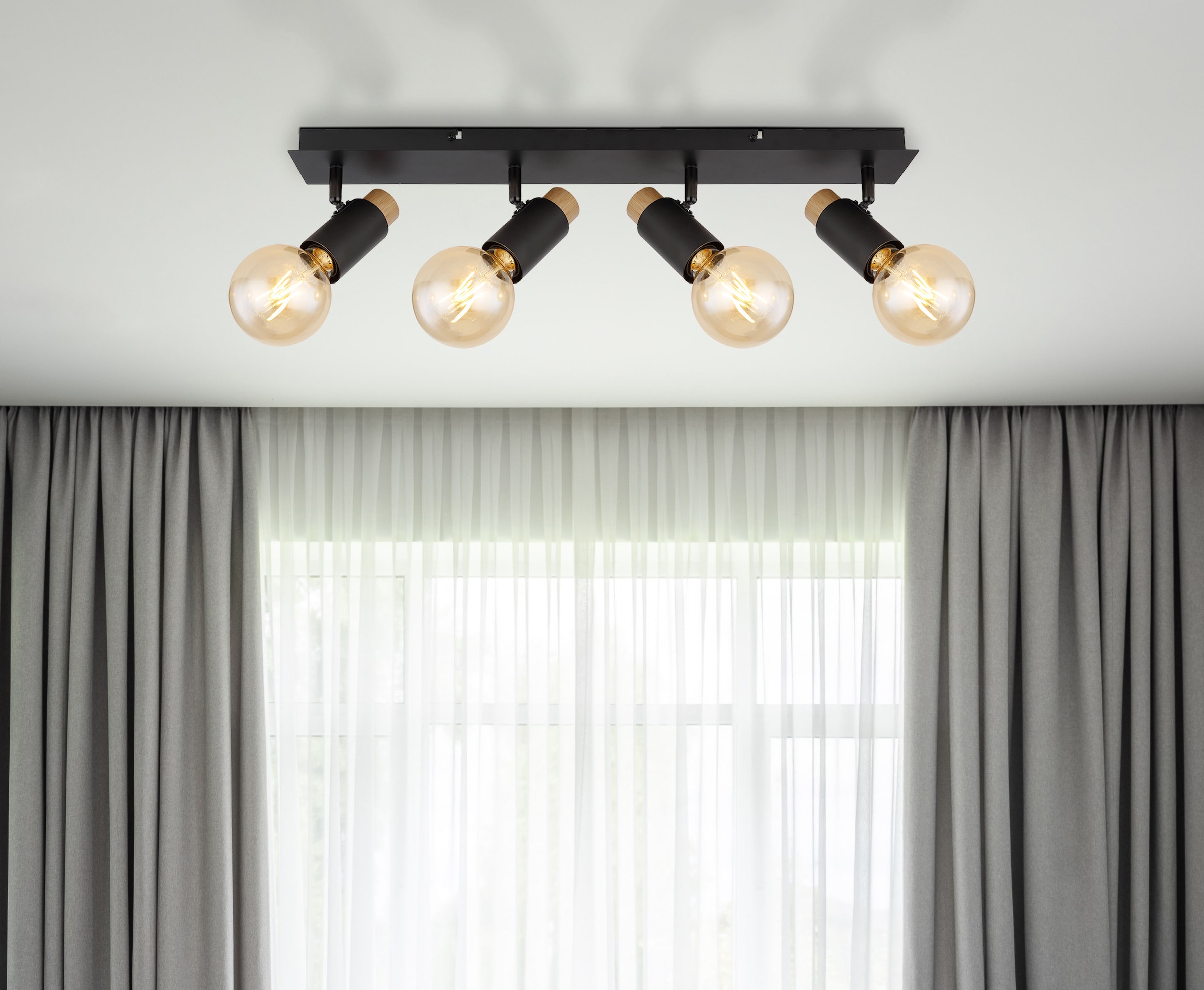 GLOBO LIGHTING Deckenspot »MATTI« E27 1 Stk. Holzoptik Strahler schwarz matt, beweglich, für Wohnräume