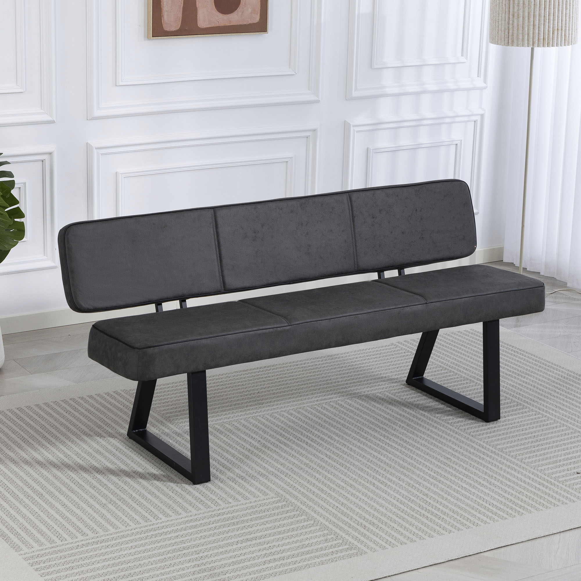 Duo Collection Sitzbank "Tara Bank mit Rückenlehne" Hochwertiger Mikrofaserbezug, mit Federkern, bis 260 kg belastbar