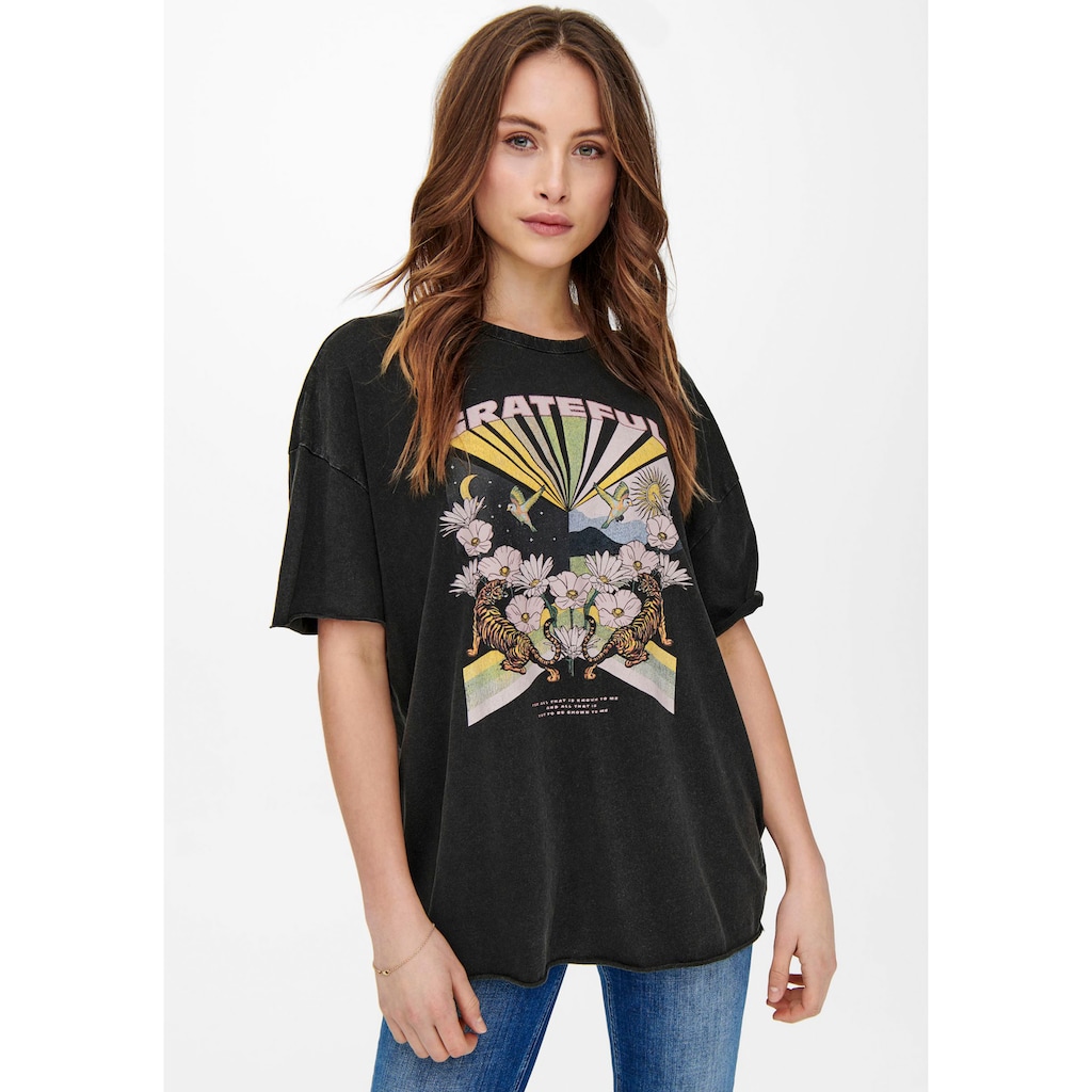 ONLY Rundhalsshirt »ONLLUCY OVERSIZE S/S TIGER TOP JRS« Oversize Style ONLY Rundhalsshirt »ONLLUCY OVERSIZE S/S TIGER TOP JRS« Oversize Style