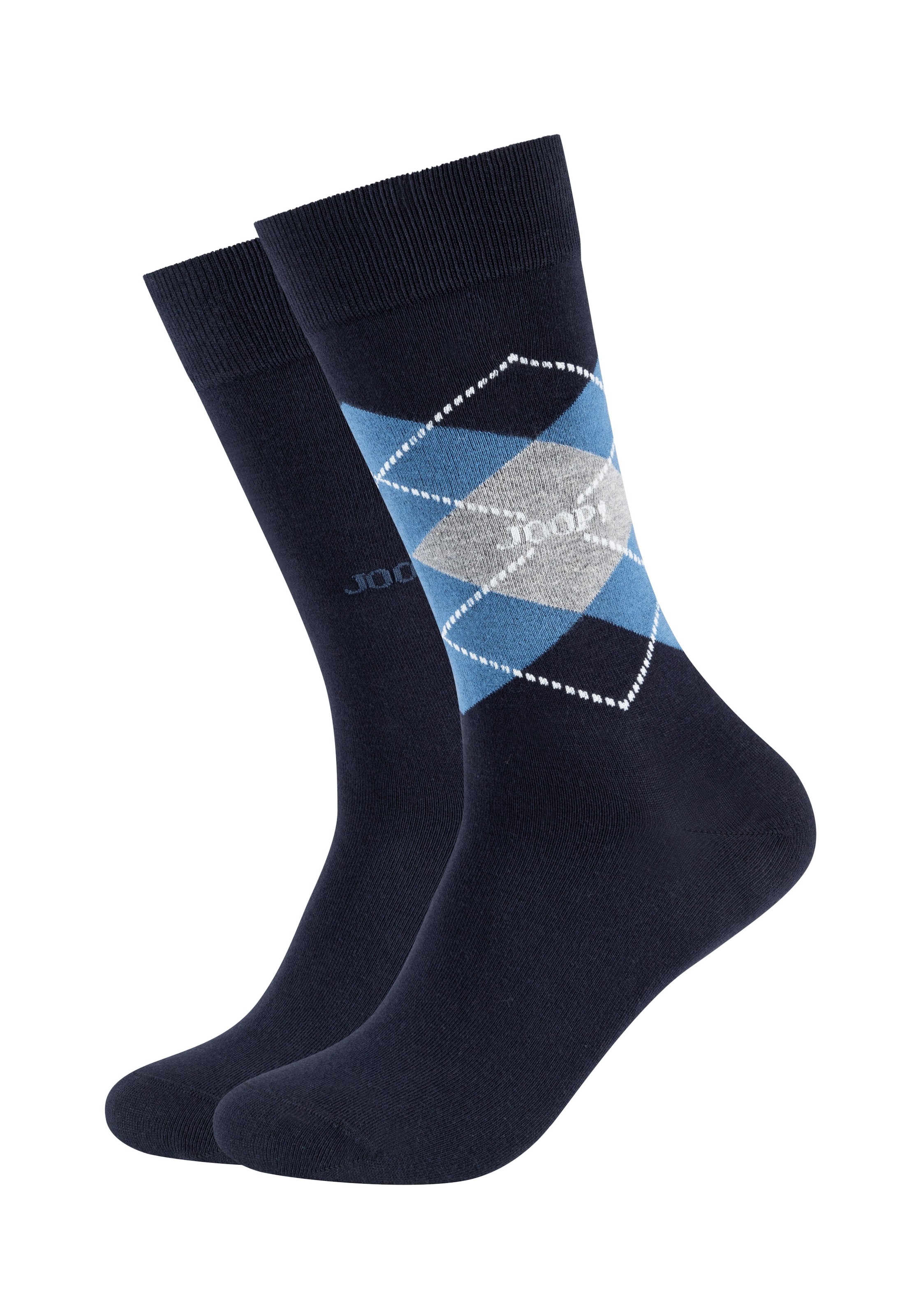 JOOP "premium essentials" 2 Paar, Premium Qualität, verstärkte Ferse, verstärkte Zehen, Argyle Design
