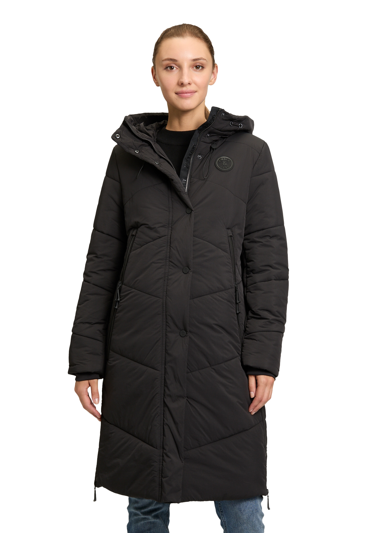 Amber & June Steppmantel "Amber & June Damen Steppmantel mit Kapuze" günstig online kaufen