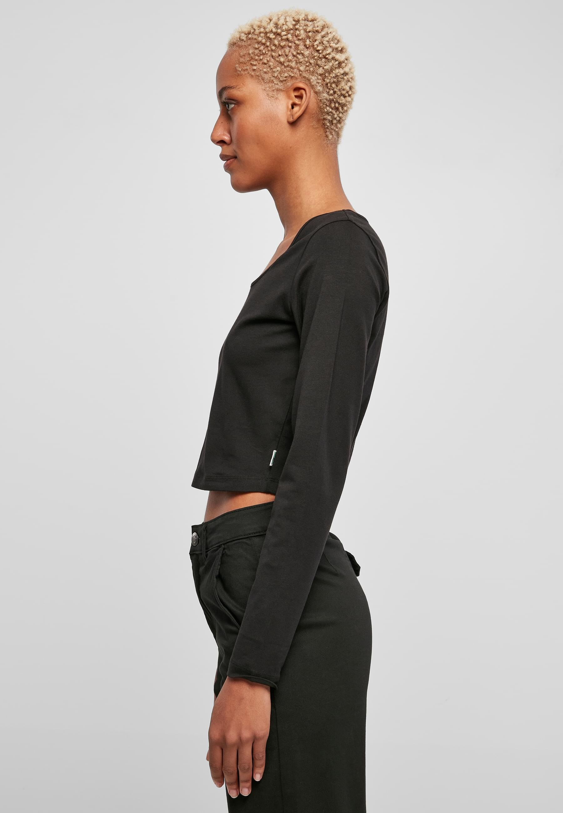 URBAN CLASSICS Longsleeve »Urban Classics Damen Ladies Organic Wide Neck Cropped Longsleeve«, (1 tlg.)