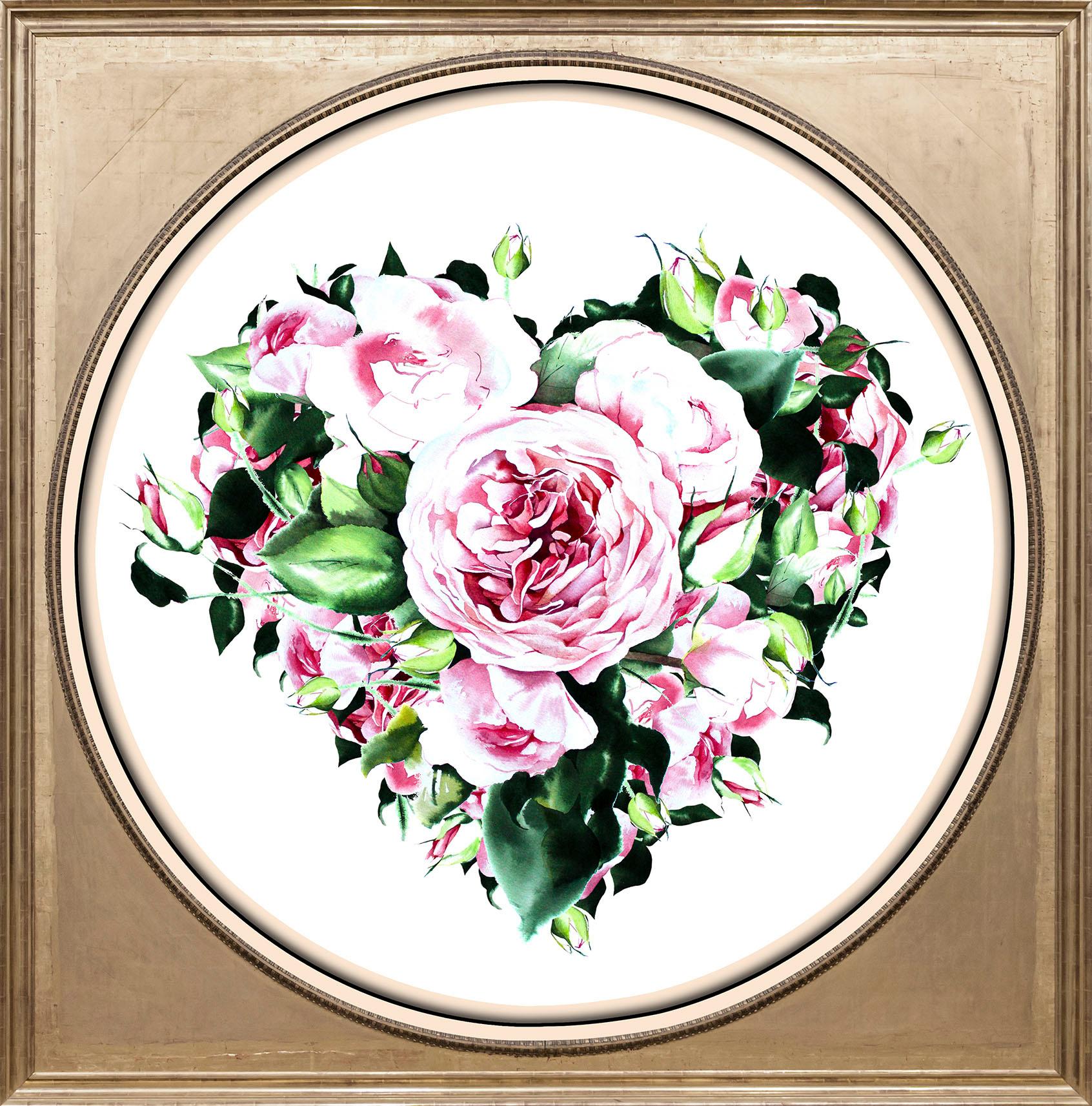 queence Acrylglasbild "Herz aus Blüten" Blumen Blumenbilder Gemälde Herz Herzbilder Kunst Pflanzen Pflanzenbilder Fine Art-Print in Galeriequalität