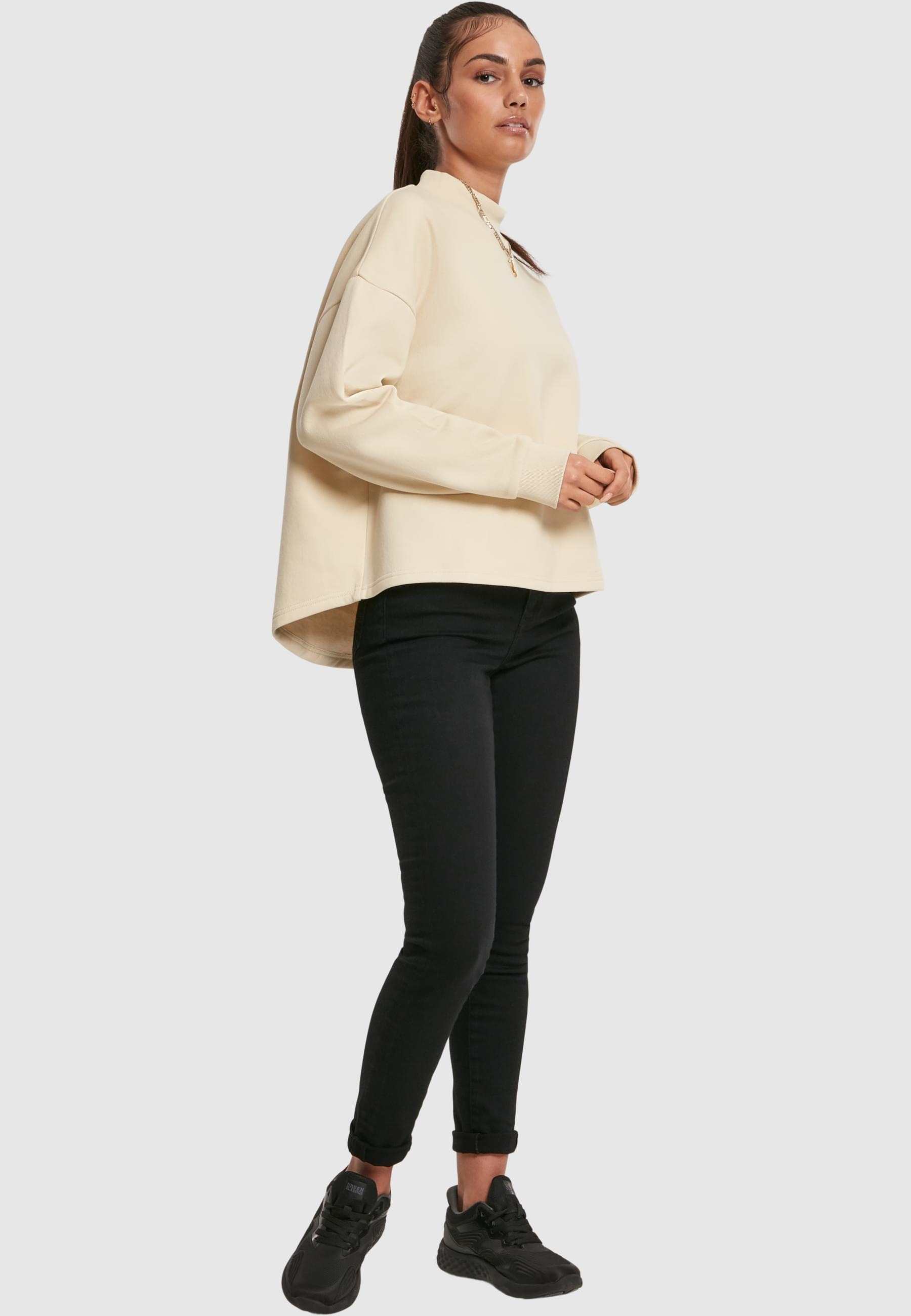 URBAN CLASSICS Sweatshirt »Urban Classics Damen Ladies Oversized High Neck Crew«, (1 tlg.)