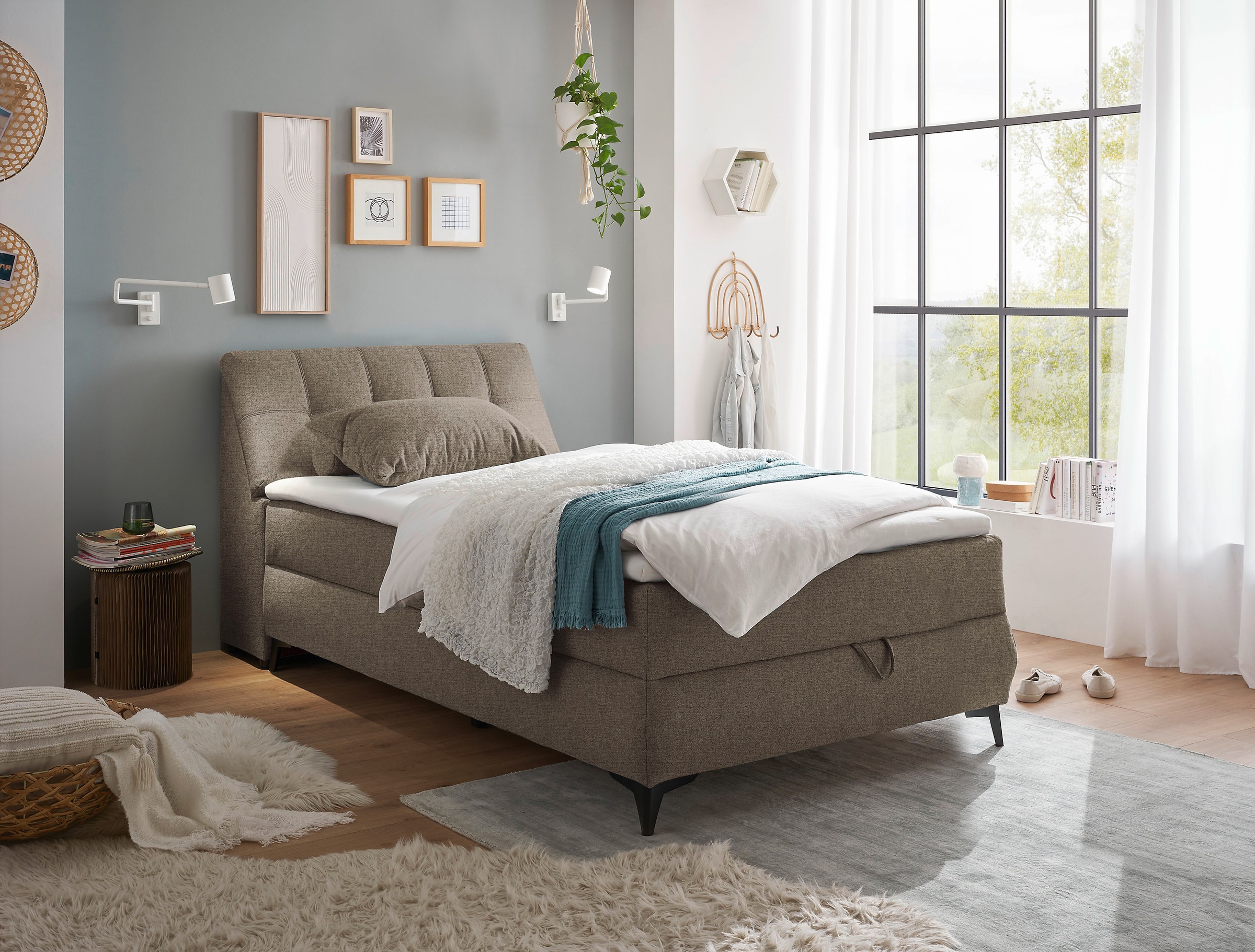 ED EXCITING DESIGN Boxbett »Atlantis« mit Bettkasten und Stauraum im Kopfteil