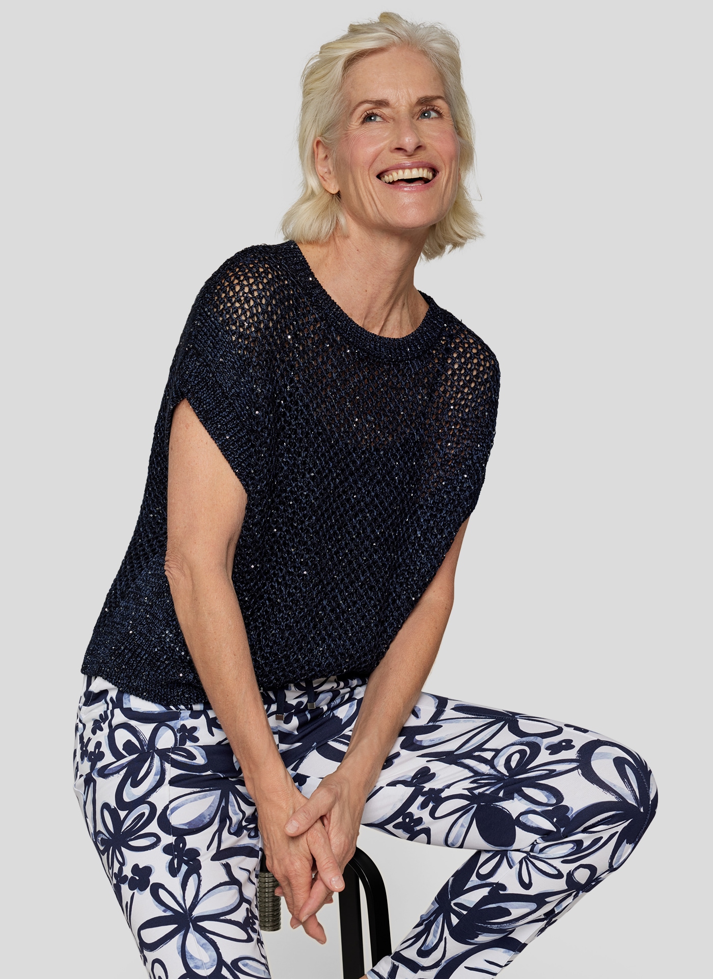 Rabe Strickpullover »Rabe Pullover im Grobstrick mit Glanzgarn«
