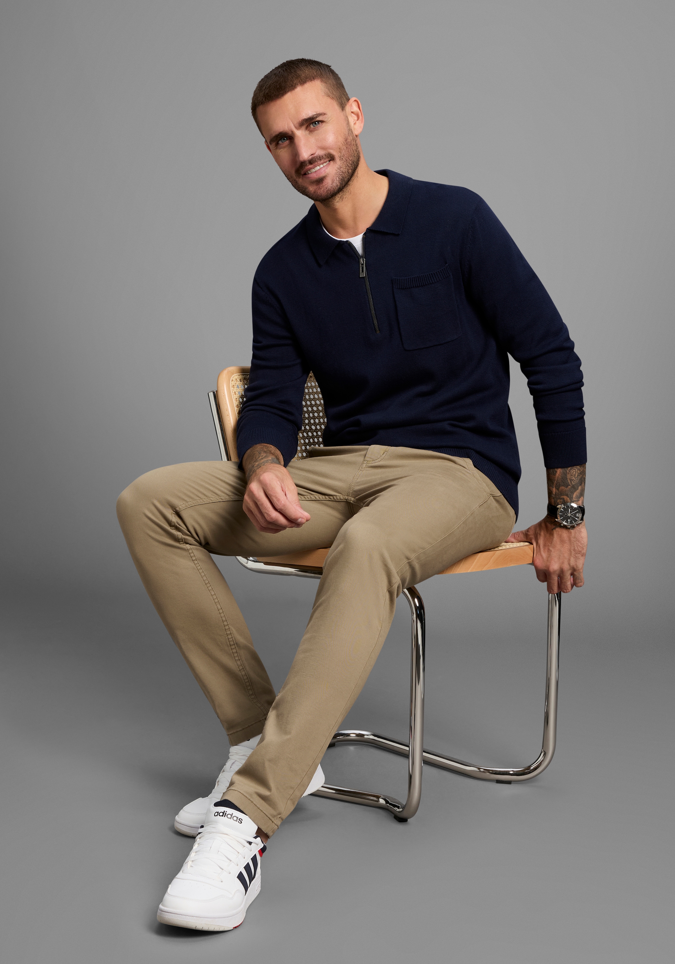 Bruno Banani Chinohose, (Set, mit abnehmbarem Gürtel)