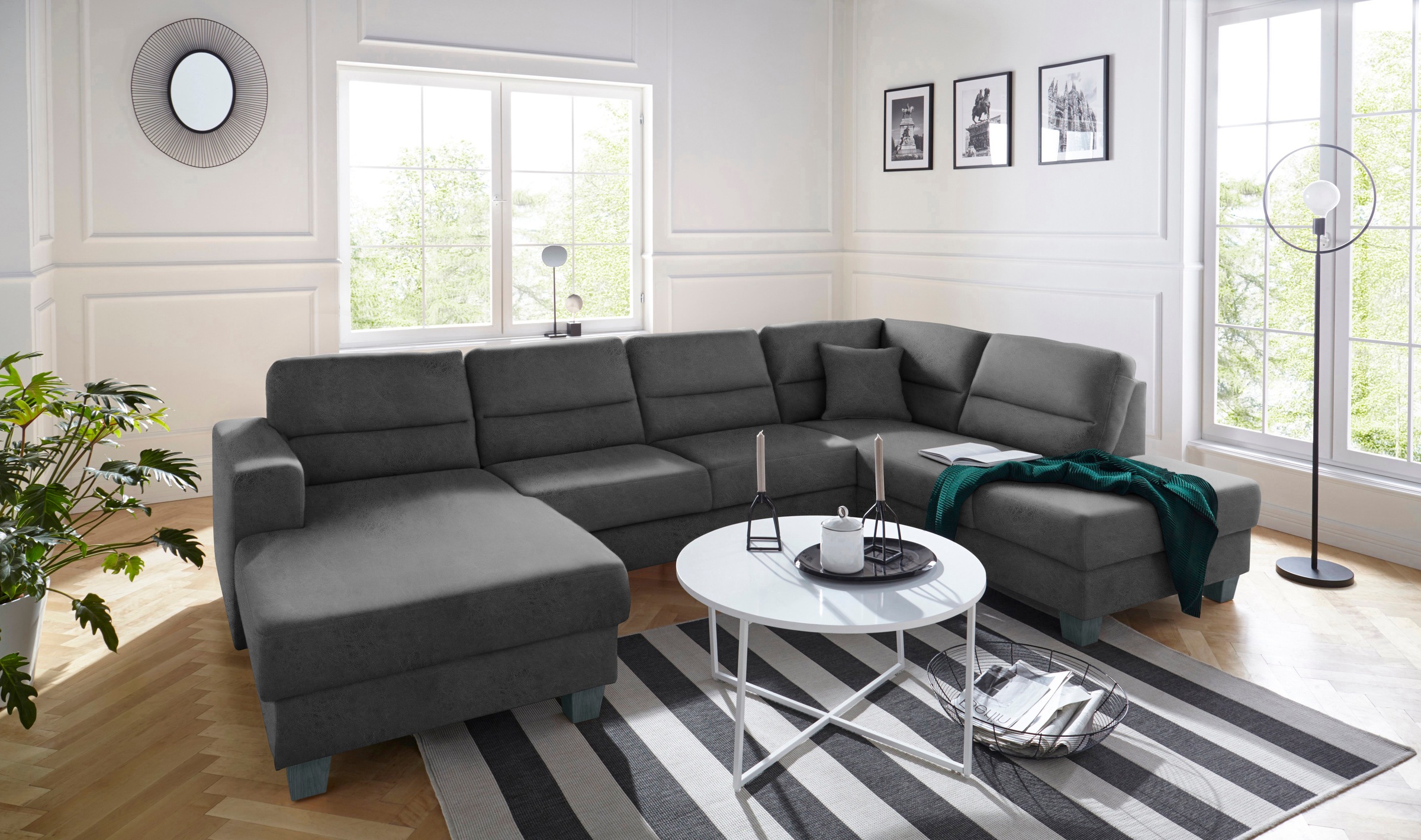 TRENDMANUFAKTUR Wohnlandschaft »Chamber, zeitlos und modern, bequem, hoher Sitzkomfort, U-Form«, wahlweise mit Schlaffunktion