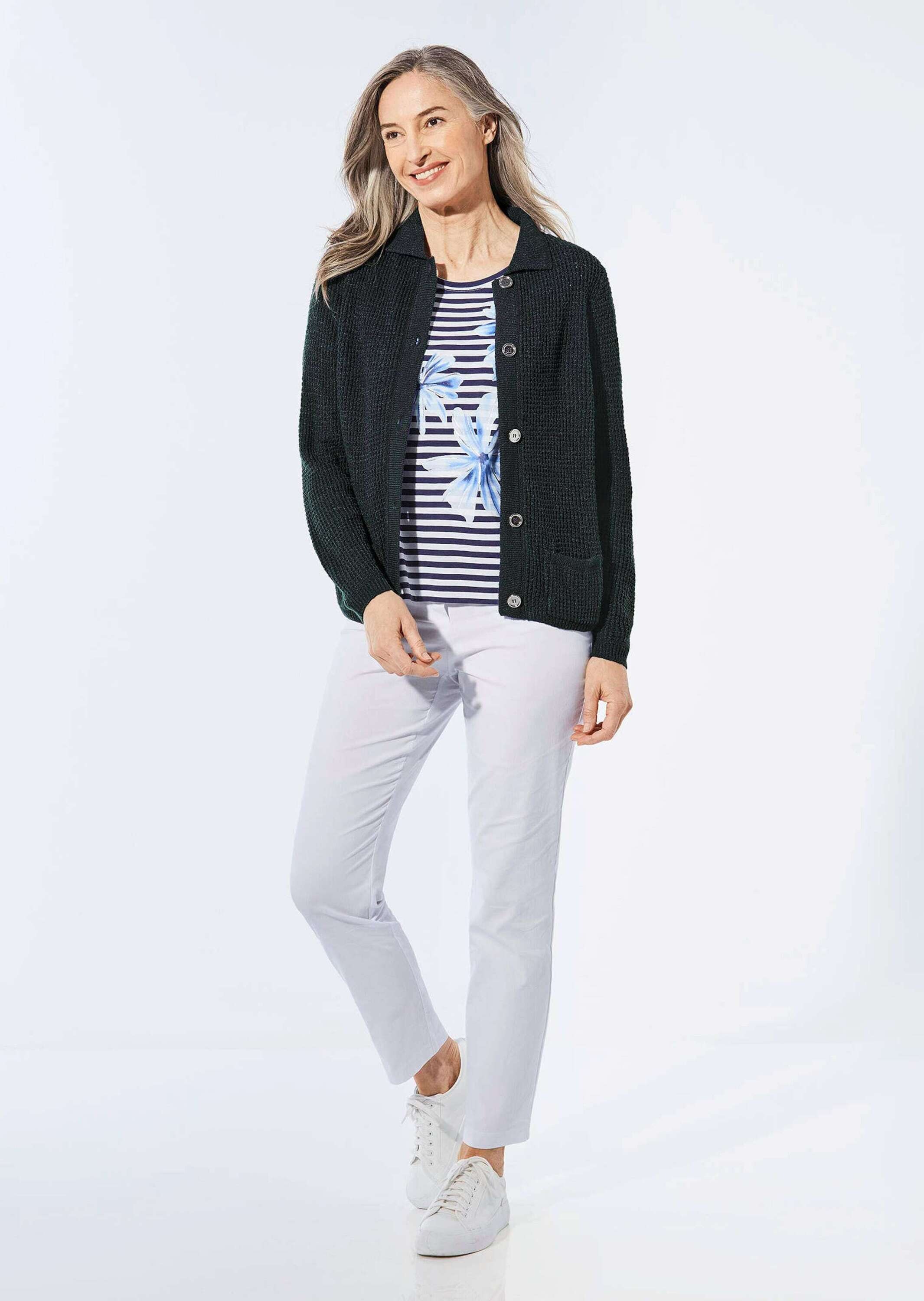 GOLDNER Strickjacke "Kurzgröße Strickjacke mit Polokragen" günstig online kaufen