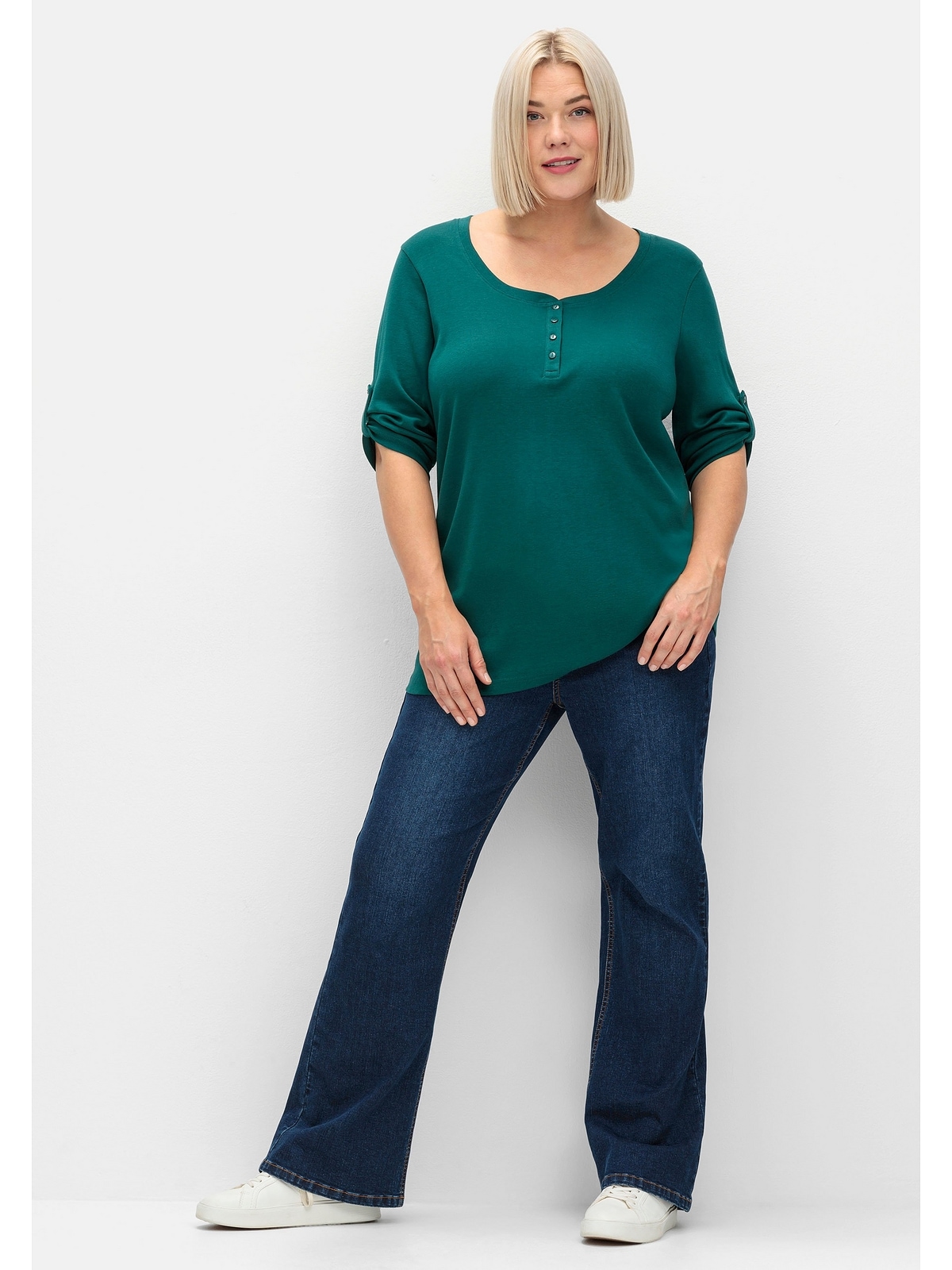Sheego 3/4-Arm-Shirt »Große Größen«, aus reiner Baumwolle