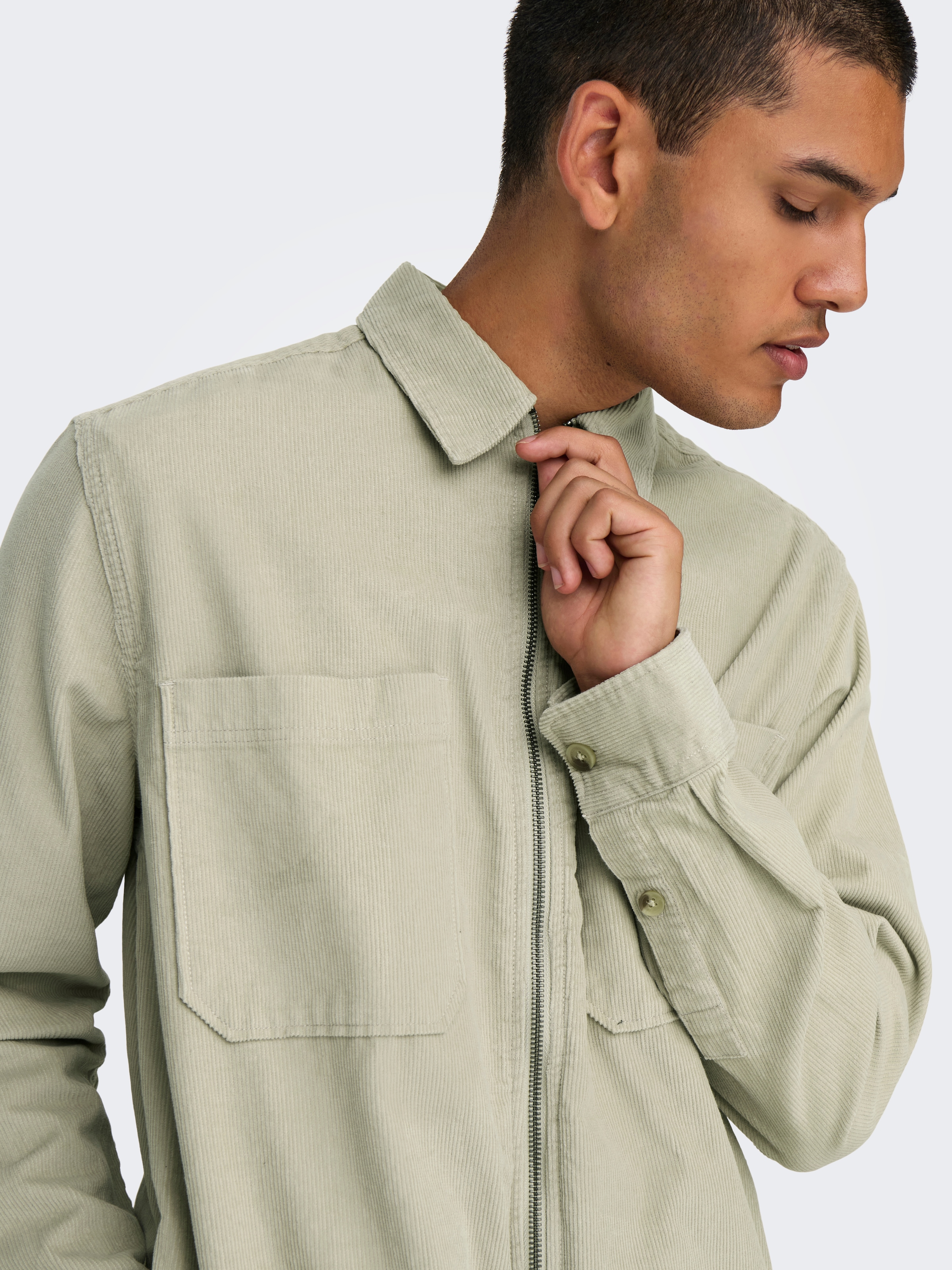 ONLY & SONS Langarmhemd »ONSALP 14W RLX 2PKT WASHD CORD LS ZIP«