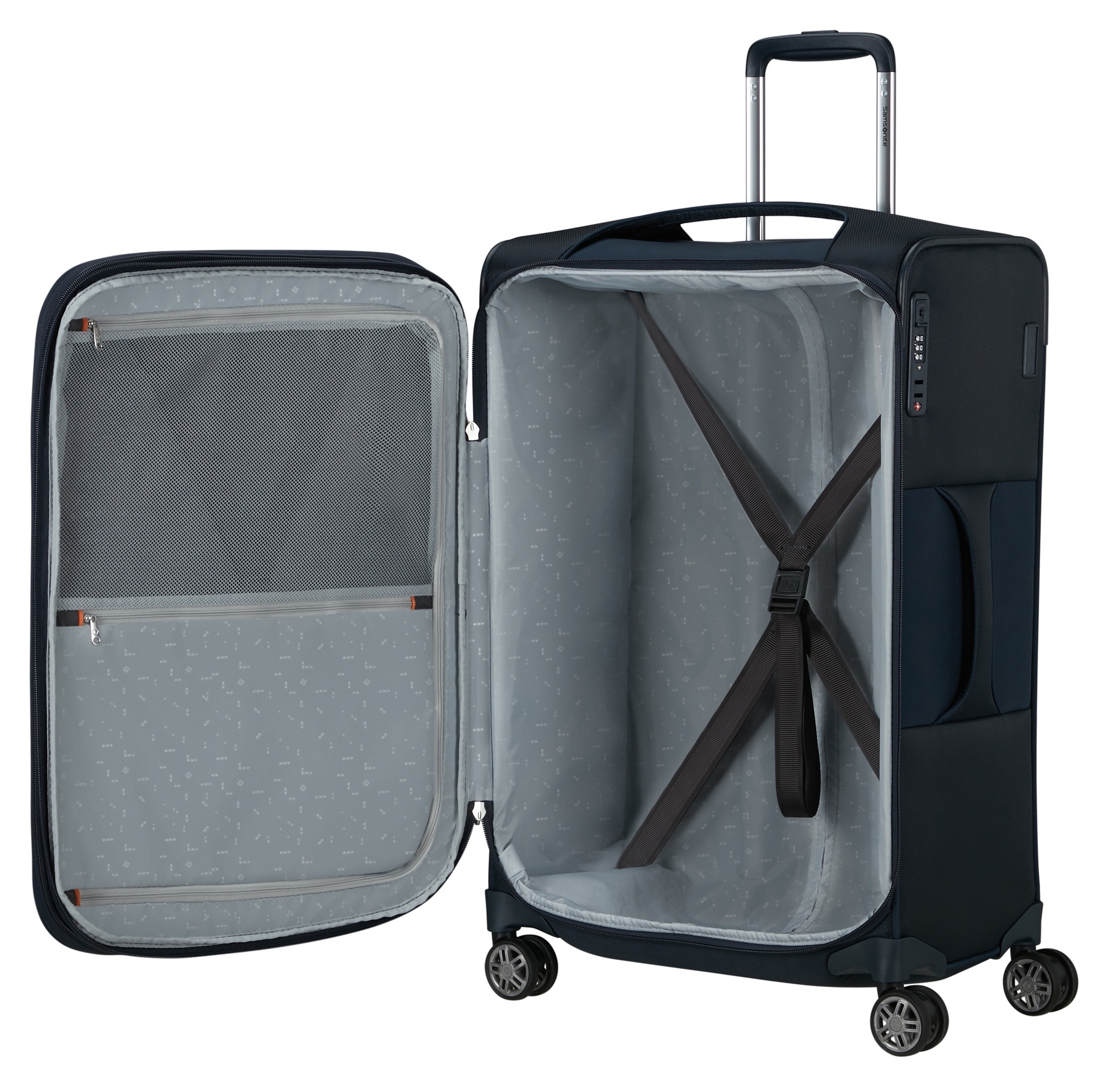 Samsonite Weichgepäck-Trolley »RE-LITE, verschiedene Größen und Farben«, (Set, 2 St., mit 2 Packwürfeln), 4 Rollen, Reisekoffer TSA-Schloss Stickerbogen Volumenerweiterung Laptopfach