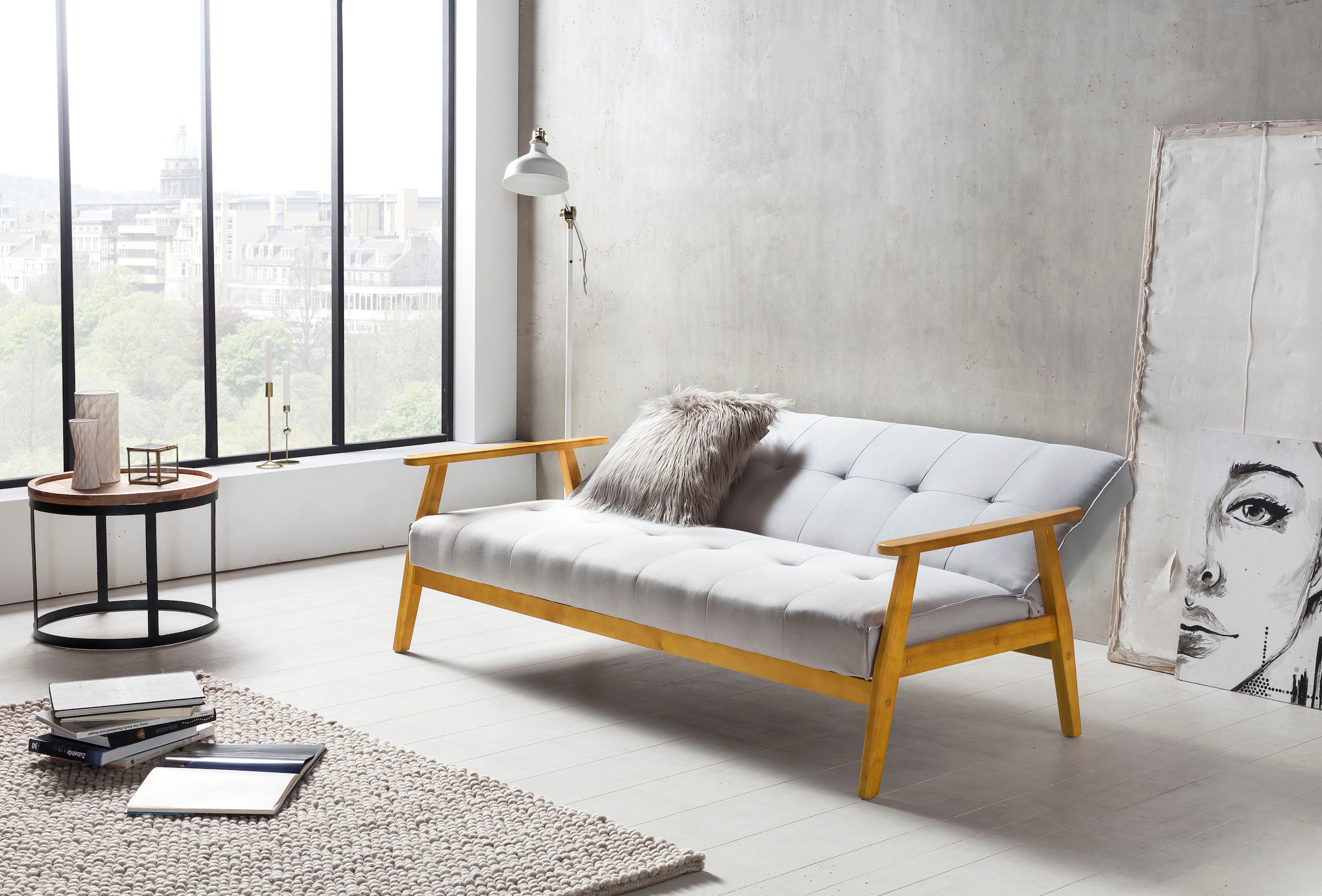 SalesFever Schlafsofa »Skagen, Sofa, 3-Sitzer«, mit Holzgestell, 60° Relax- und Schlaffunktion, Breite 190 cm