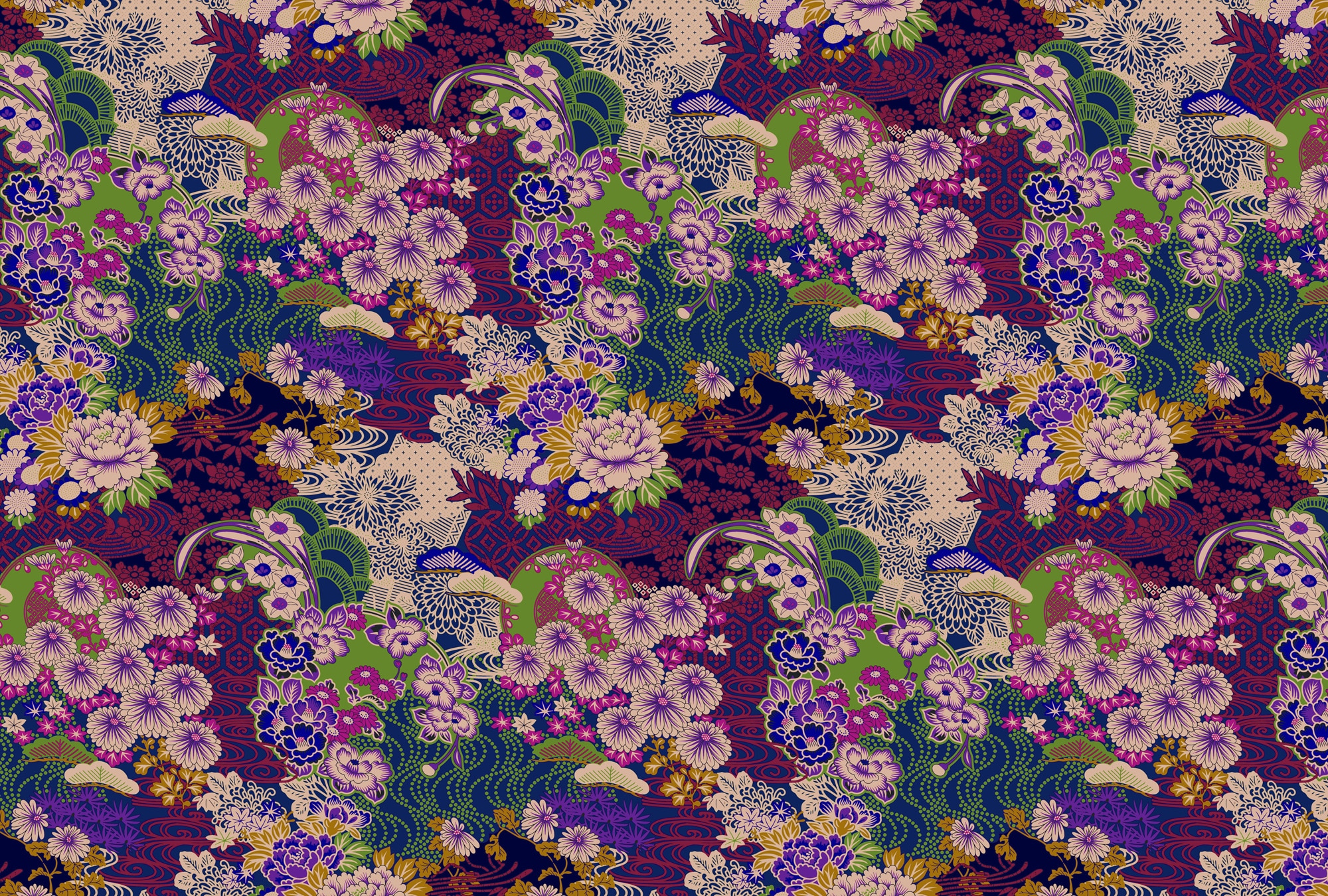 living walls Vliestapete »Japanische Blüten-Tapete Exotische Mustertapete« matt glatt