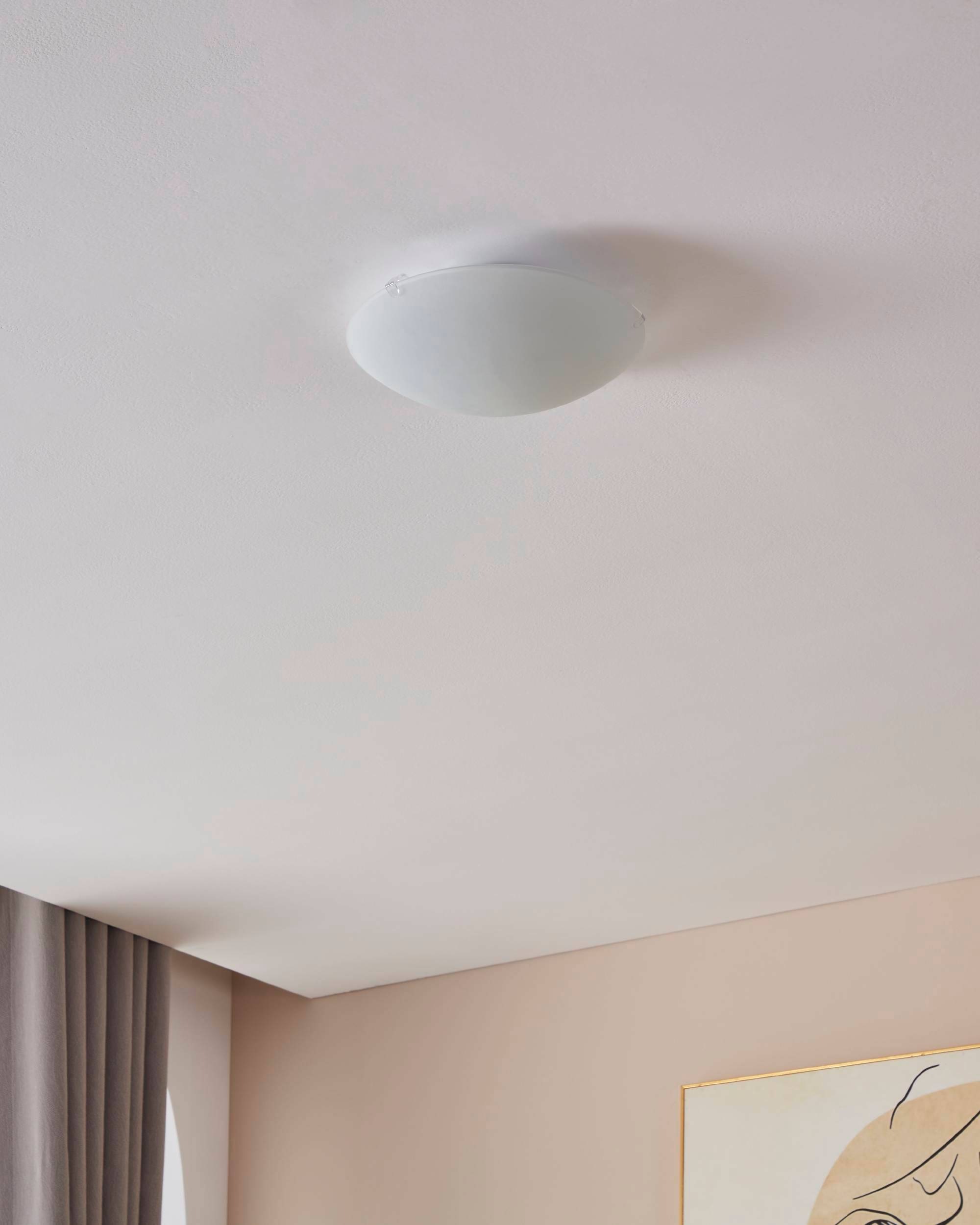 EGLO LED Deckenleuchte »MARS runde Wandlampe für innen, aus Stahl und Glas«, 1 flammig, Leuchtmittel E27 | ohne Leuchtmittel, Wandleuchte innen, Deckenleuchte Glas und Stahl, Lampe, E27 Fassung