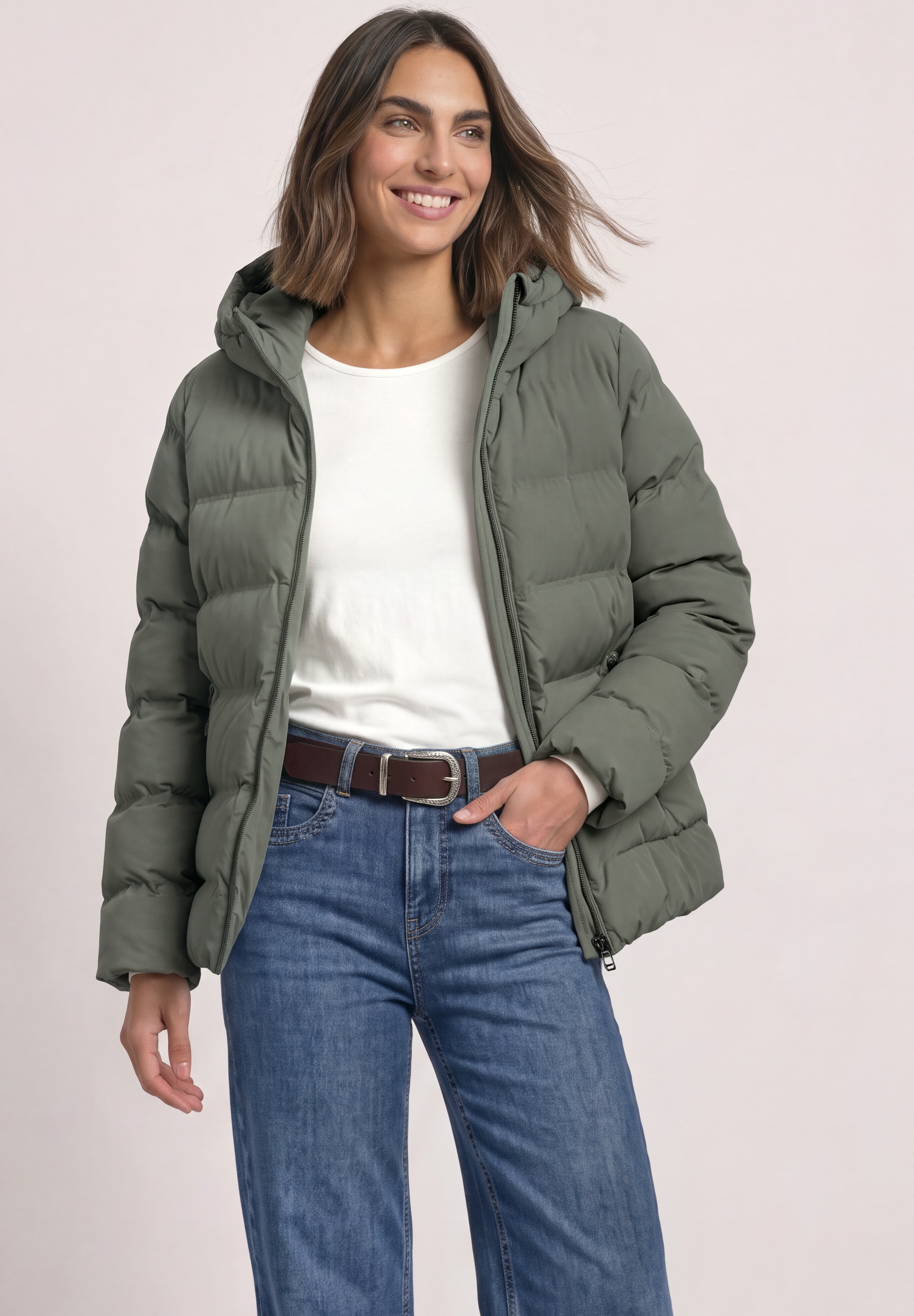 STREET ONE Steppjacke mit Kapuze Kurze Jacke mit geklebter Steppung und kapuze