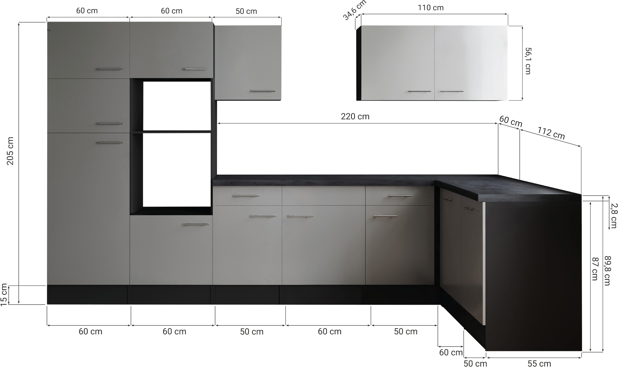 RESPEKTA Winkelküche »Oliver« Breite 340 cm, 90 cm Arbeitshöhe, in exklusiver Konfiguration für OTTO