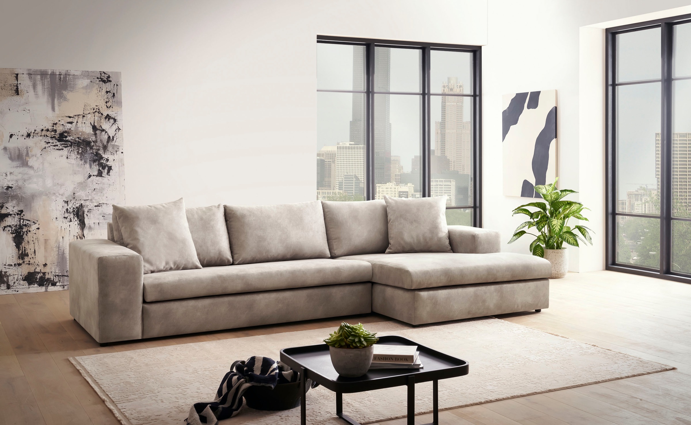 Home affaire Ecksofa "SLEETLAND XXL in Samtvelours oder Vintage-Leder-Optik günstig online kaufen