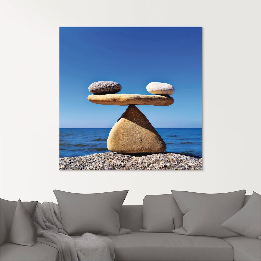Artland Glasbild »Gleichgewicht - Steine Meer«, Zen, (1 St.)