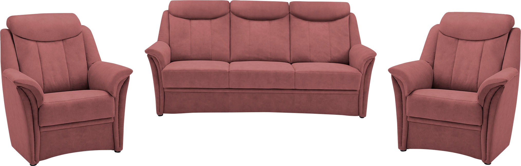 VILLA BECK Polstergarnitur »Lugano«, (Set, 3 tlg.), Kopfteilverstellung, in Sitzhöhe 46 cm, 3-Sitzer und 2x Sessel