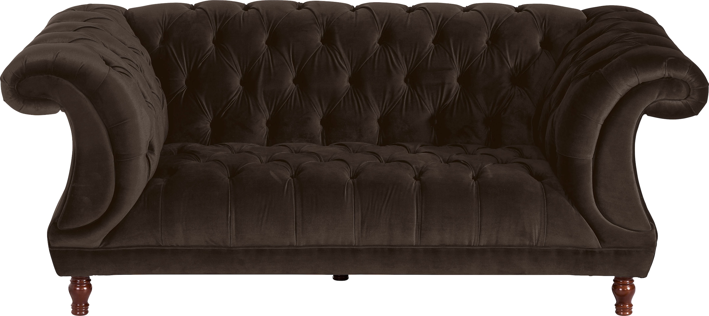 Max Winzer Chesterfield-Sofa "Isabelle", Knopfheftung & gedrechselten Füßen in Buche Nussbaum, Breite 200 cm