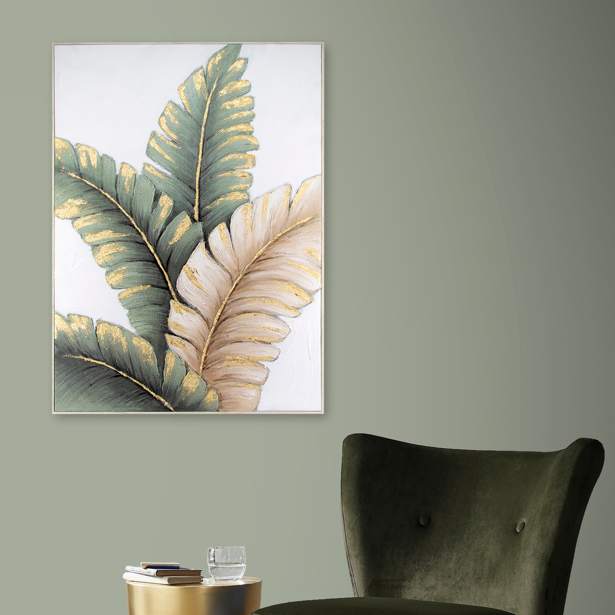 Art for the home Leinwandbild "Blatter Neutral", Blätter, (1 St.), Handgema günstig online kaufen